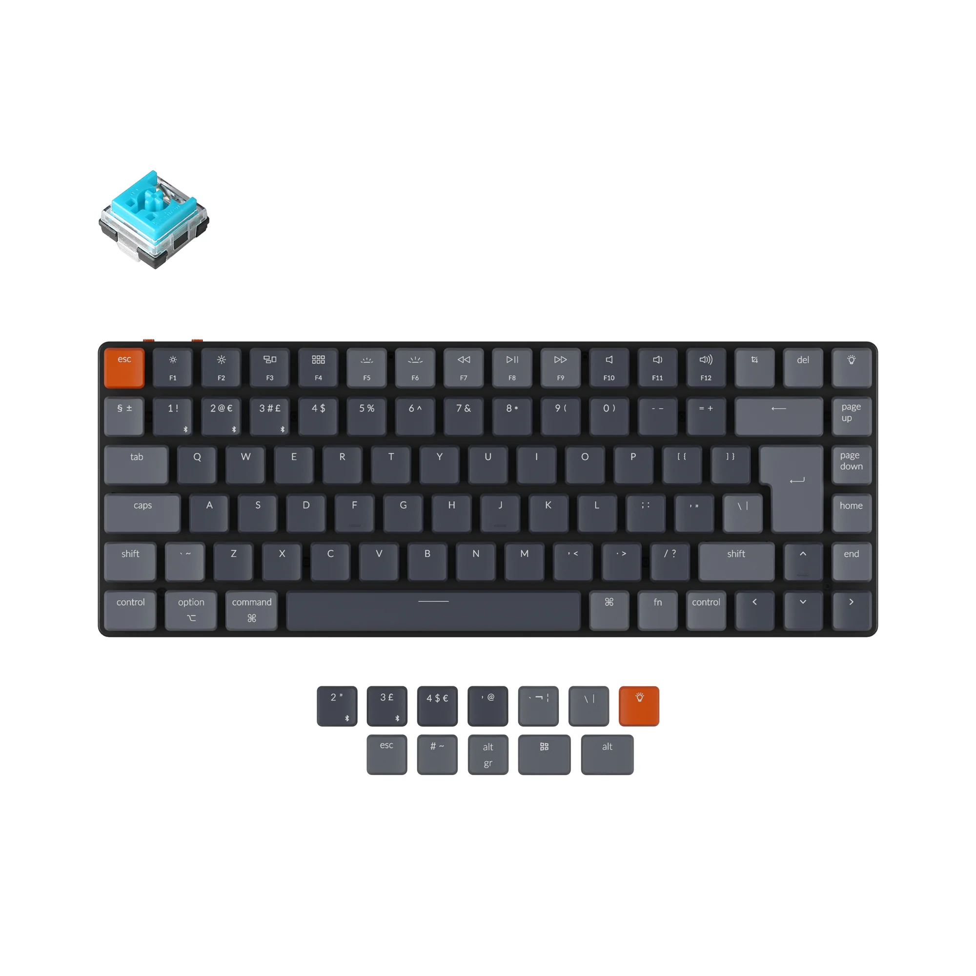 Teclado Mecânico Sem Fio Ultrafino Keychron K3 (Layout ISO UK) - Versão 2