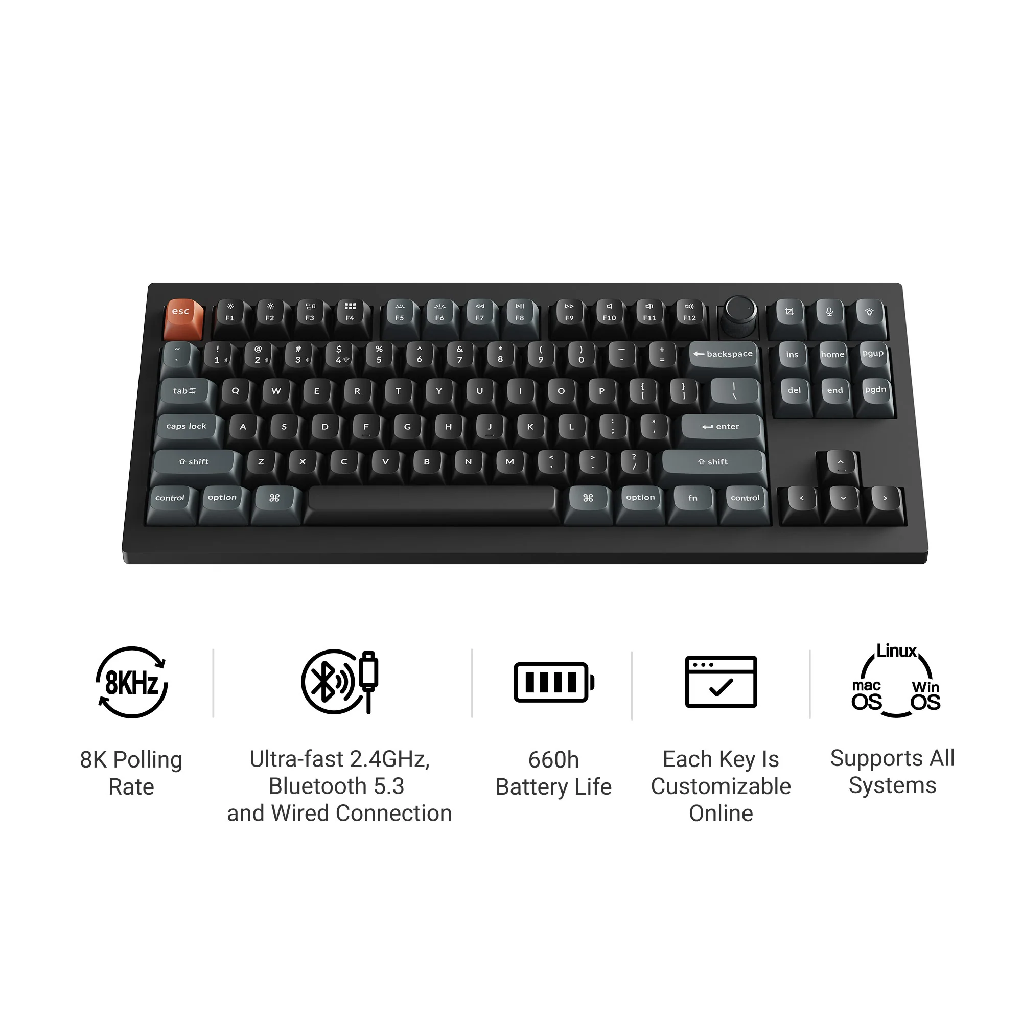 Keychron V3 Ultra 8K langaton mukautettava mekaaninen näppäimistö