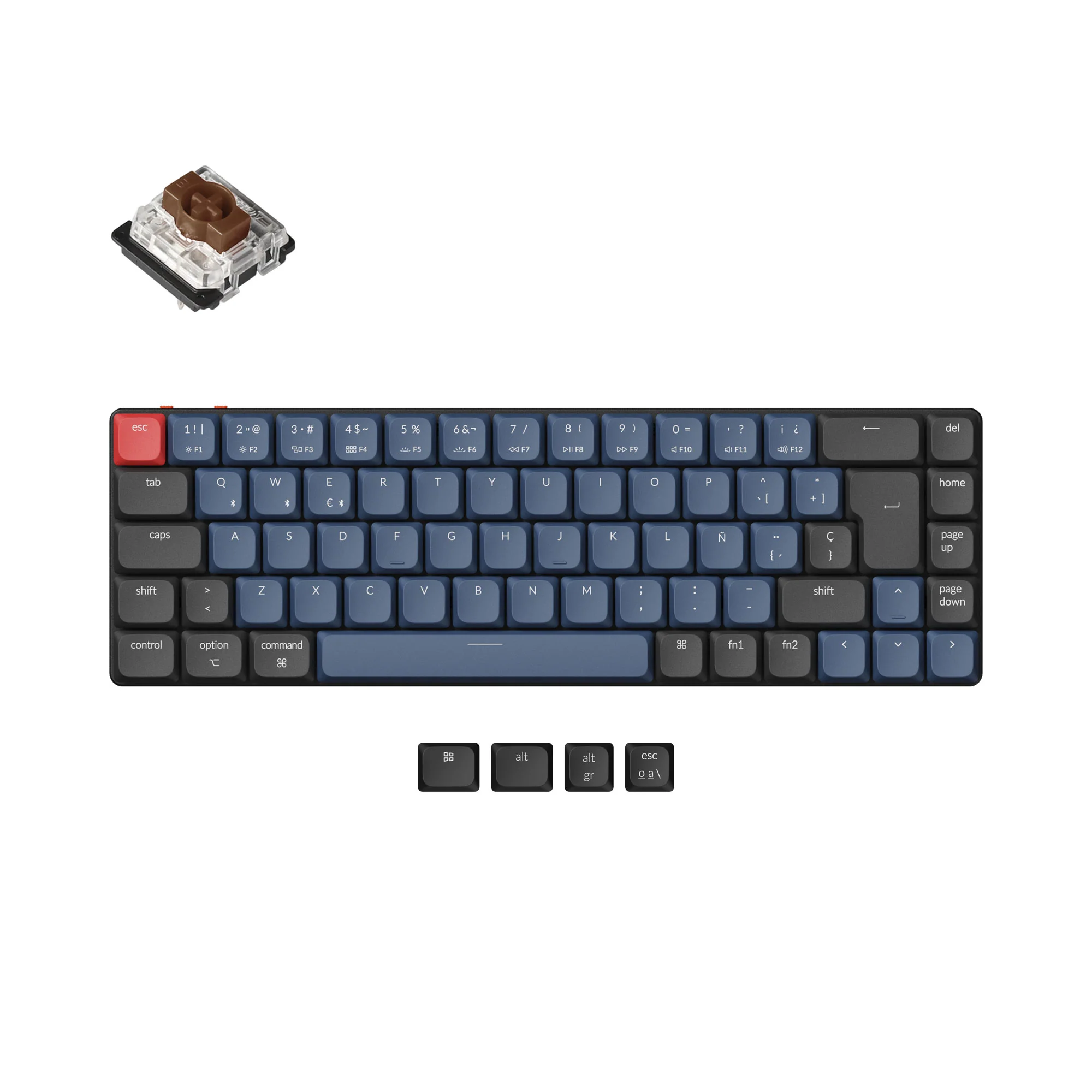 Teclado Mecânico Personalizado Sem Fio Keychron K7 Pro QMK/VIA Coleção de Layout ISO