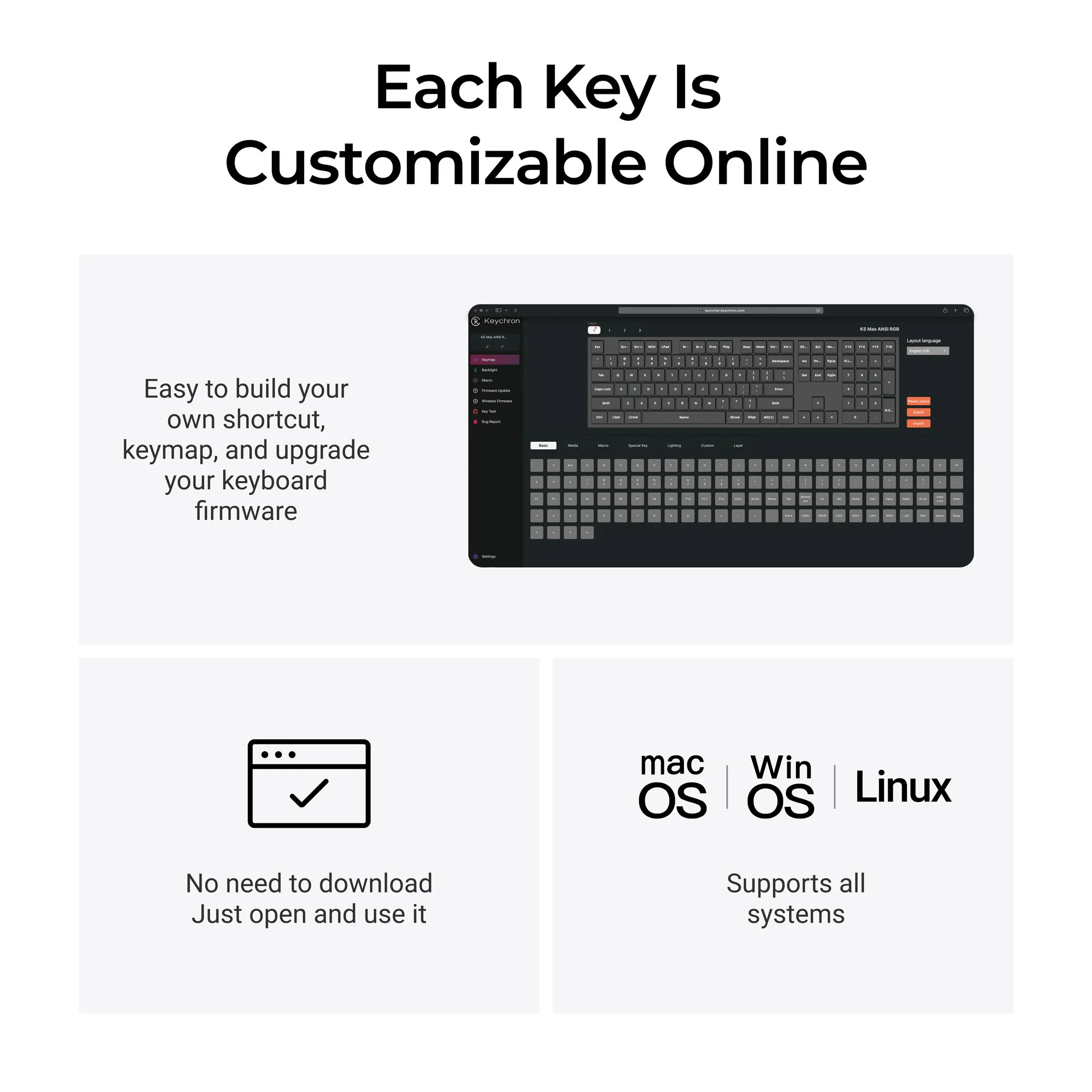 Teclado mecánico inalámbrico personalizado Keychron K5 Max QMK/VIA