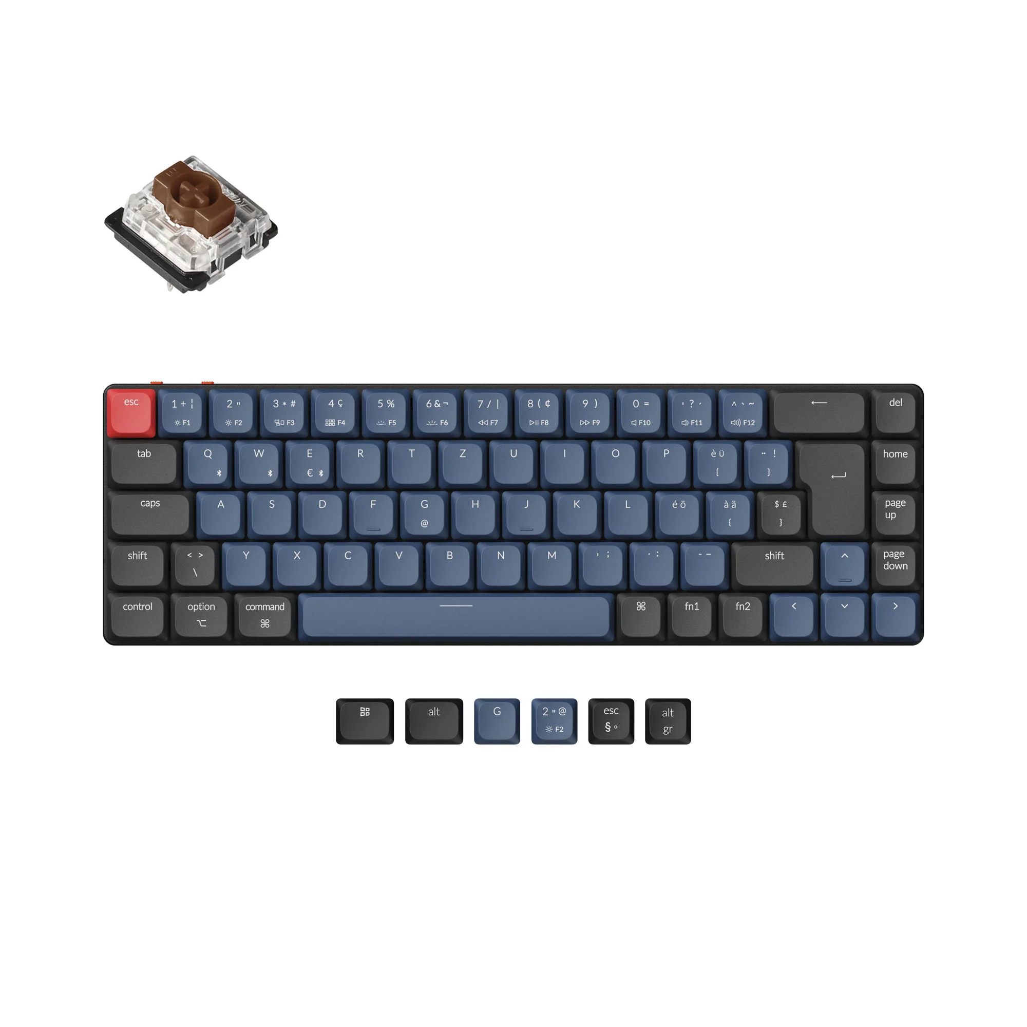 Teclado Mecânico Personalizado Sem Fio Keychron K7 Pro QMK/VIA Coleção de Layout ISO