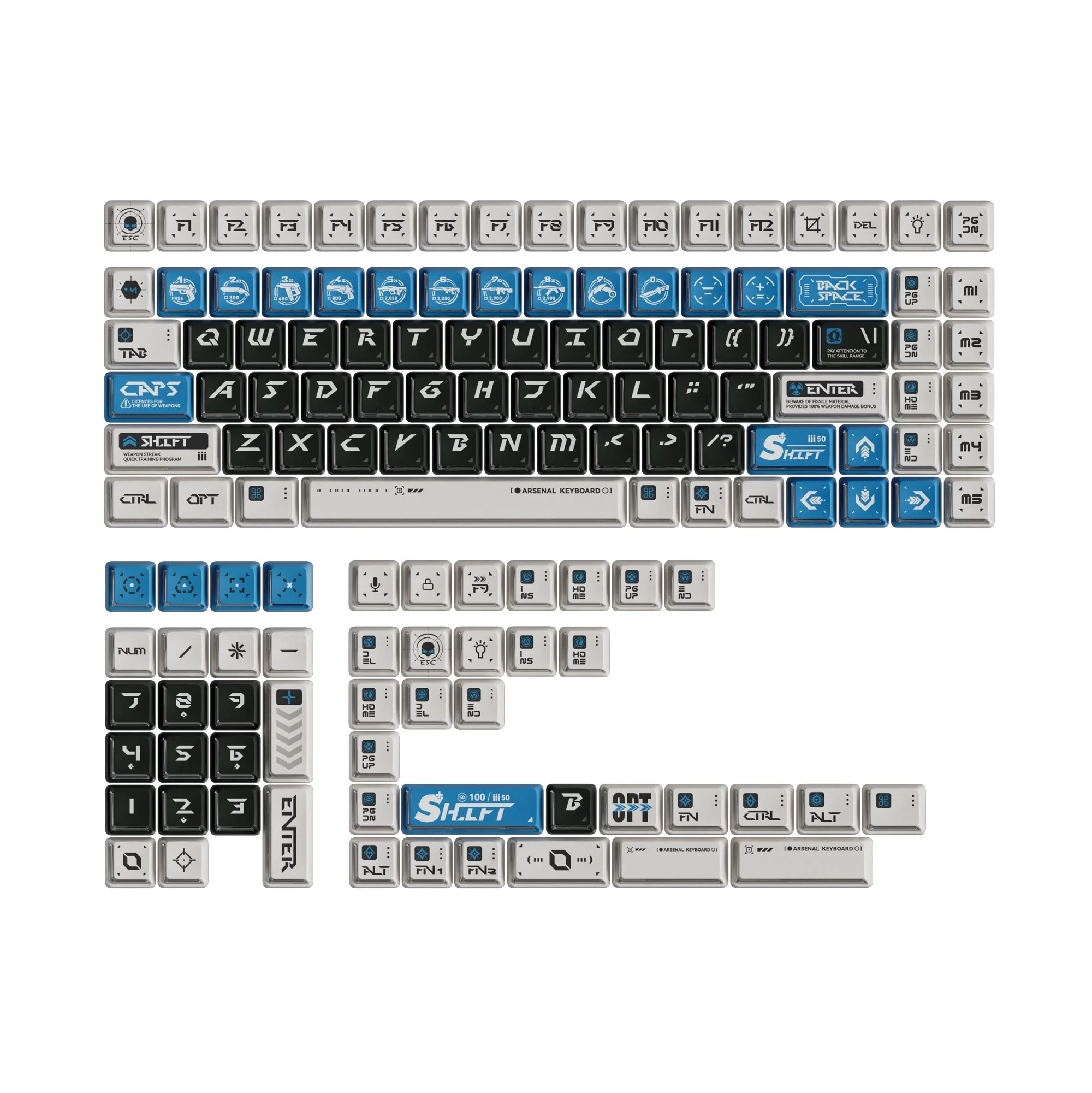 Arsenal - Nuclear Power gennemskinnelig Dye-Sub PBT komplet tastaturdækselsæt