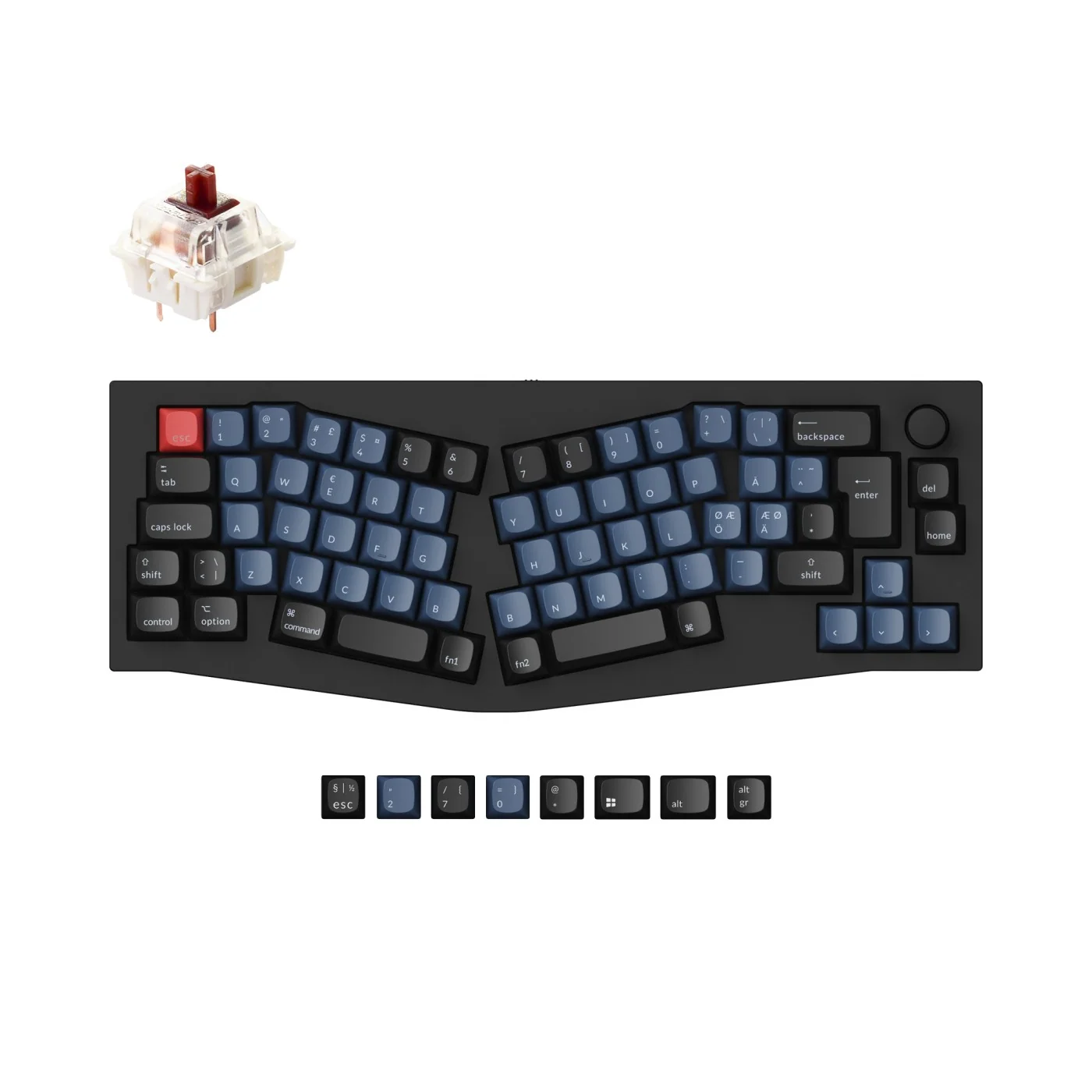 Teclado Mecânico Personalizado QMK Keychron Q8 (Layout Alice) - Coleção de Layout ISO
