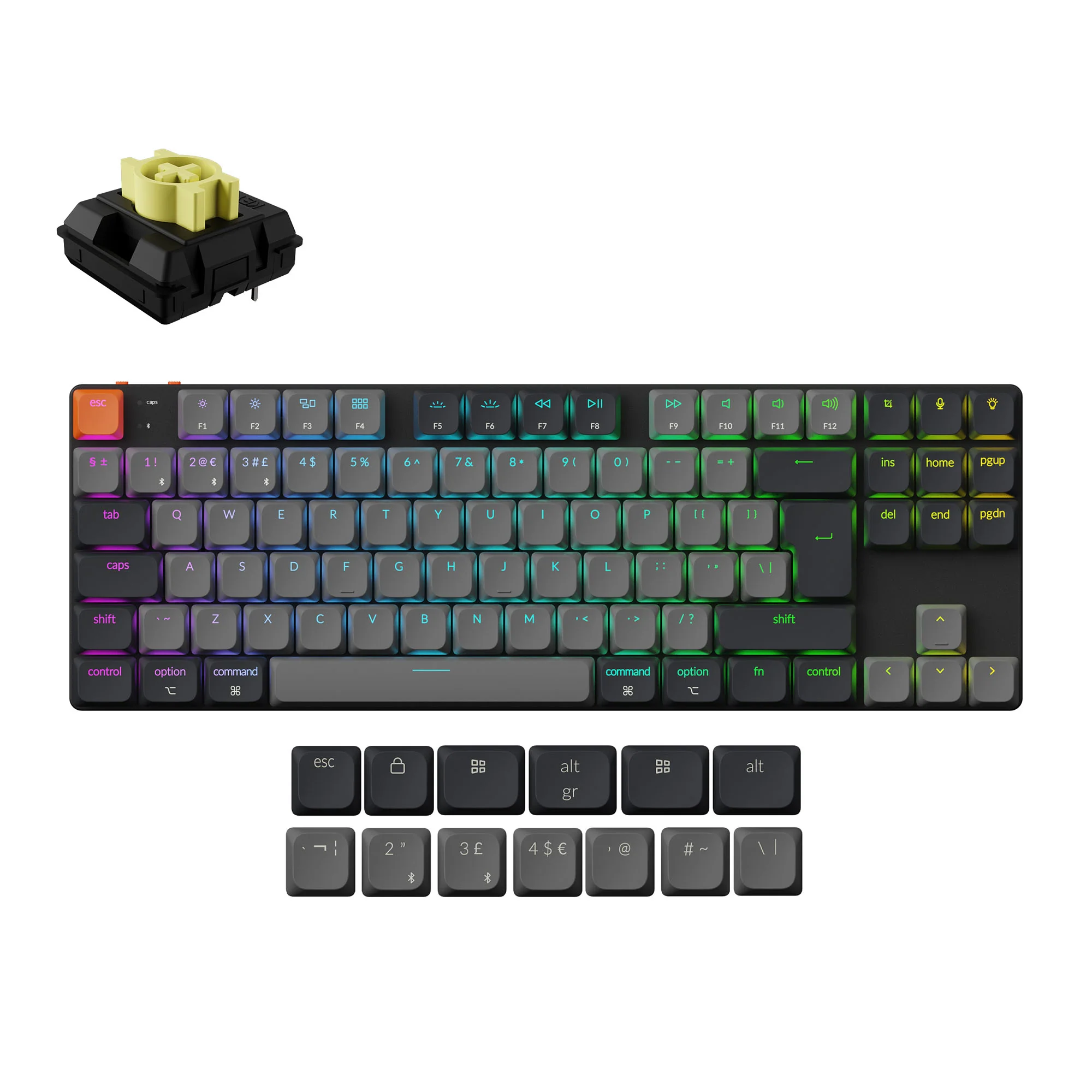 Keychron K1 QMK Teclado mecánico inalámbrico (distribución ISO) - Versión 6