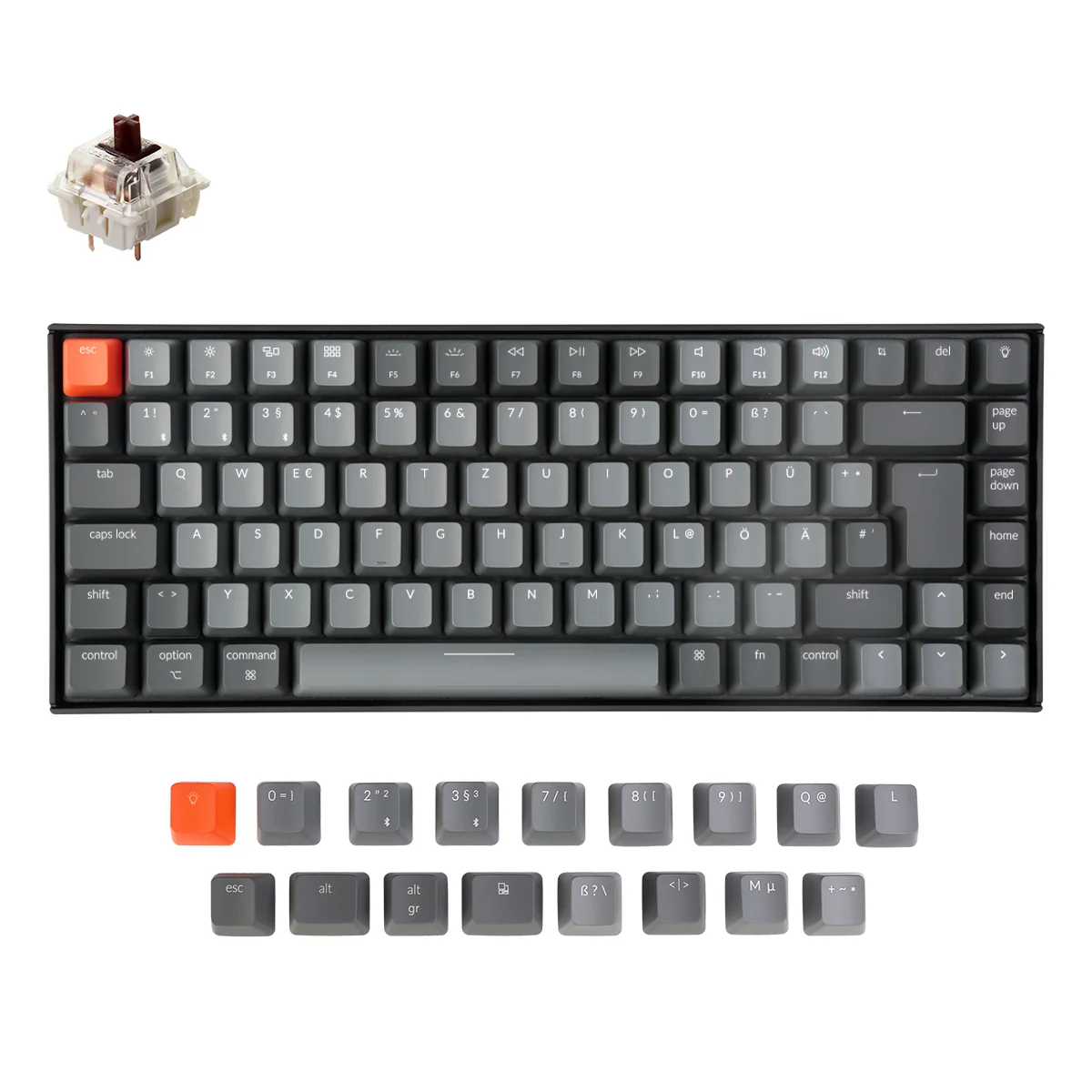 Keychron K2 trådløst mekanisk tastatur (tysk ISO-DE-layout) - version 2