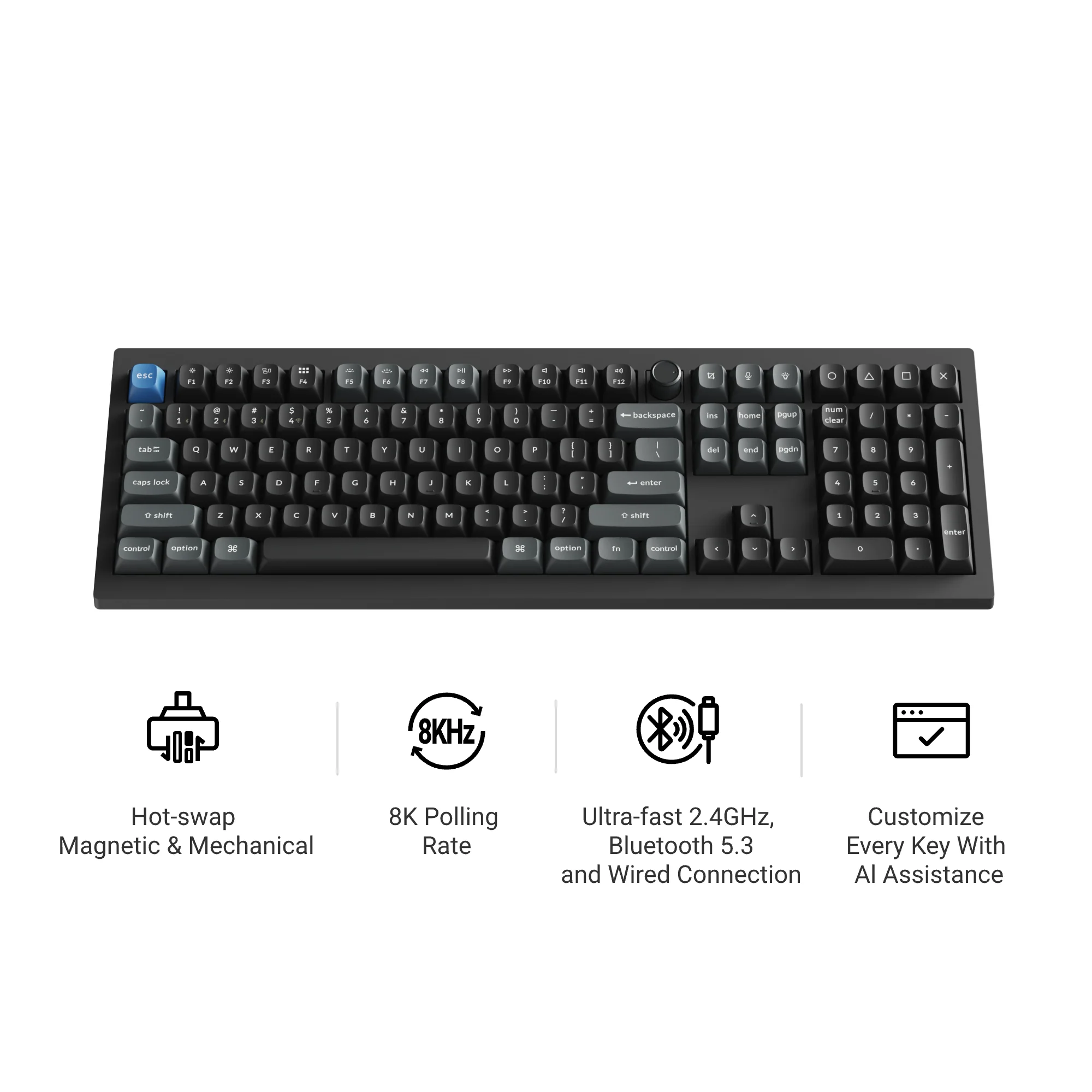 Teclado Keychron V6 Ultra Hybrid 8K inalámbrico magnético y mecánico