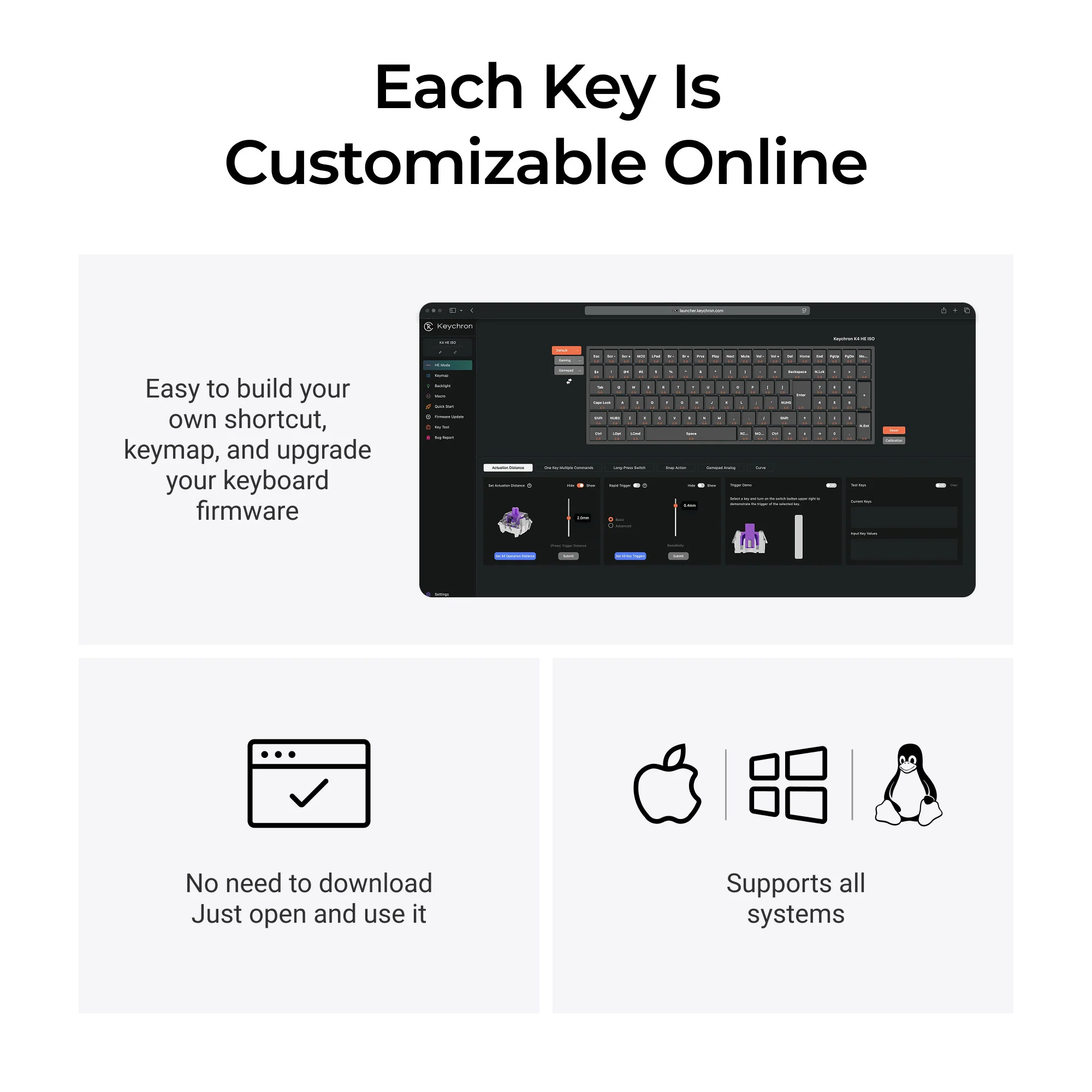 Keychron K4 HE Teclado sem fio personalizável com switch magnético, layout ISO - Coleção