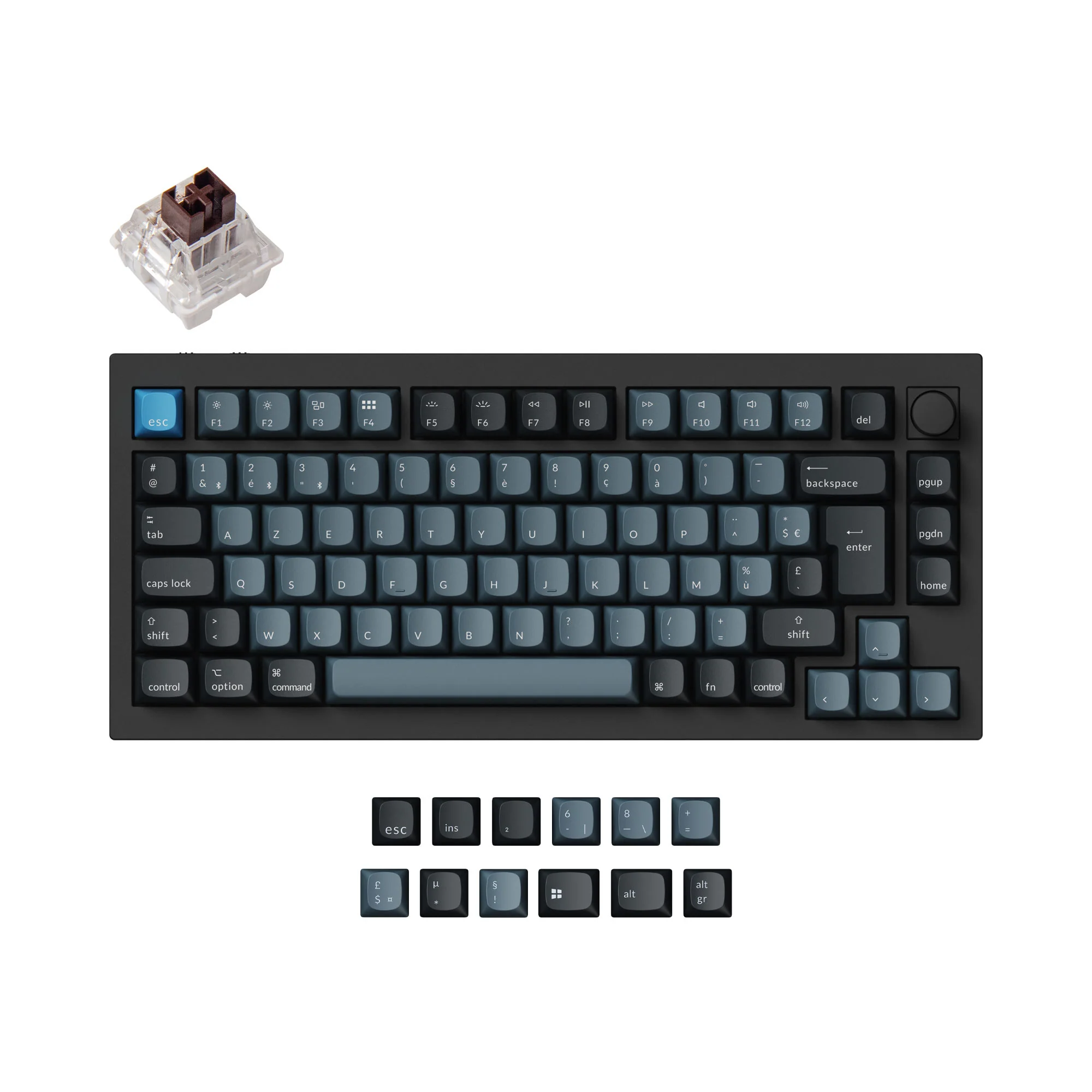 Keychron Q1 Pro QMK/VIA langaton Custom-mekaaninen näppäimistö ISO-asettelukokoelma
