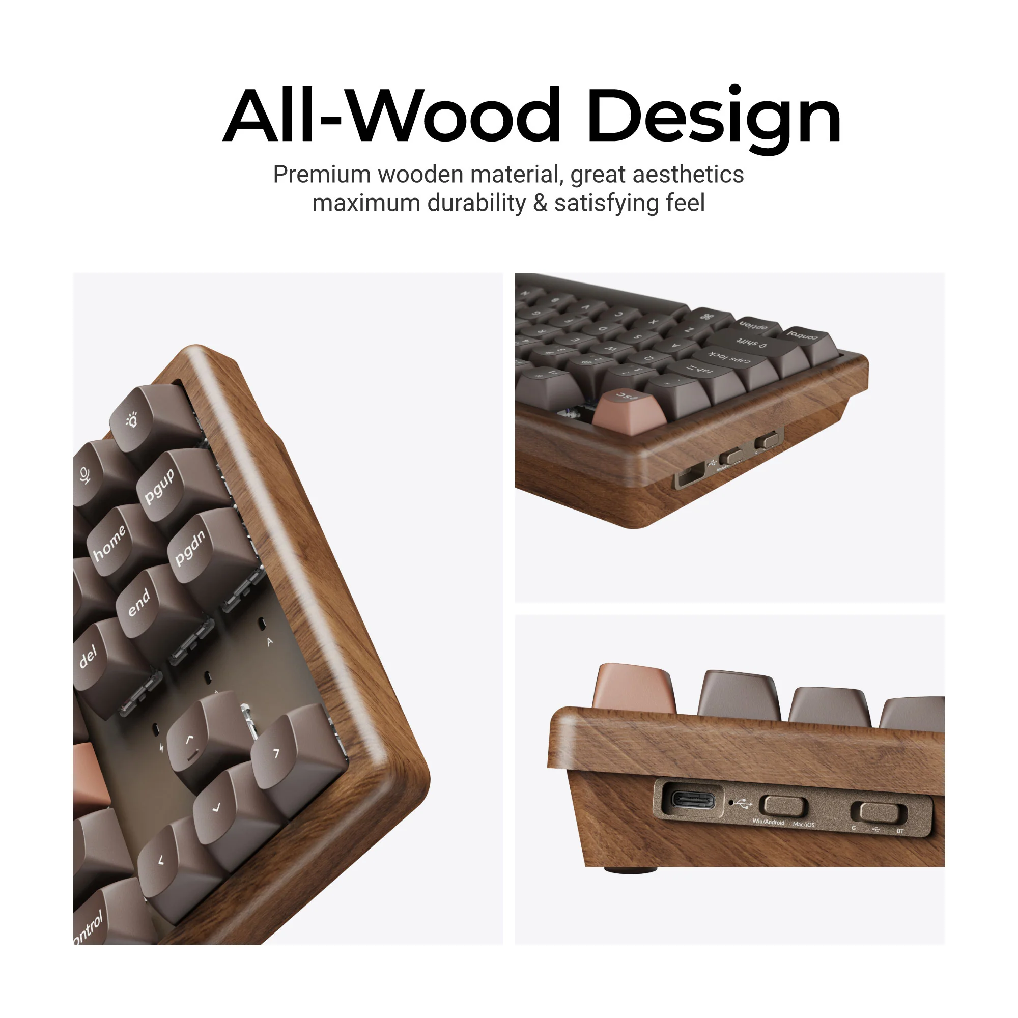 Keychron K8 HE Teclado Inalámbrico Personalizable con Interruptores Magnéticos - Edición Especial Todo Madera