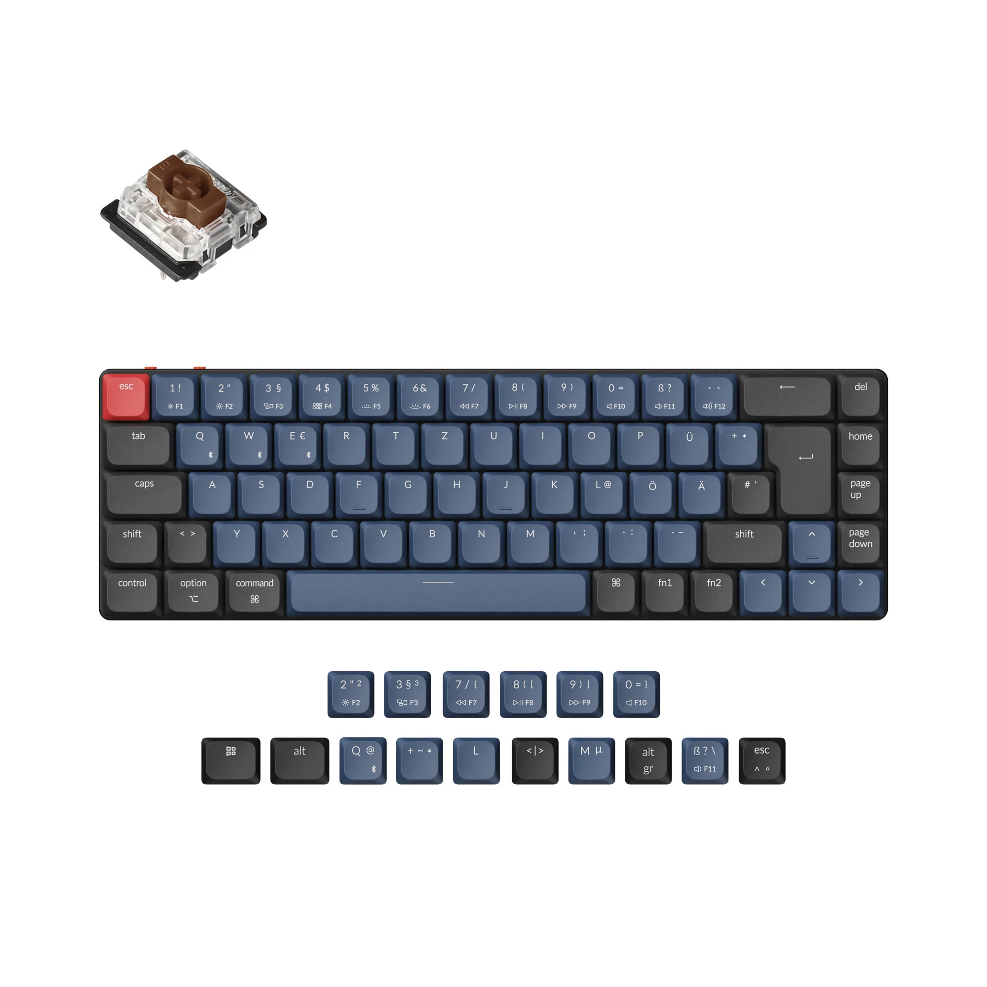 Teclado Mecânico Personalizado Sem Fio Keychron K7 Pro QMK/VIA Coleção de Layout ISO