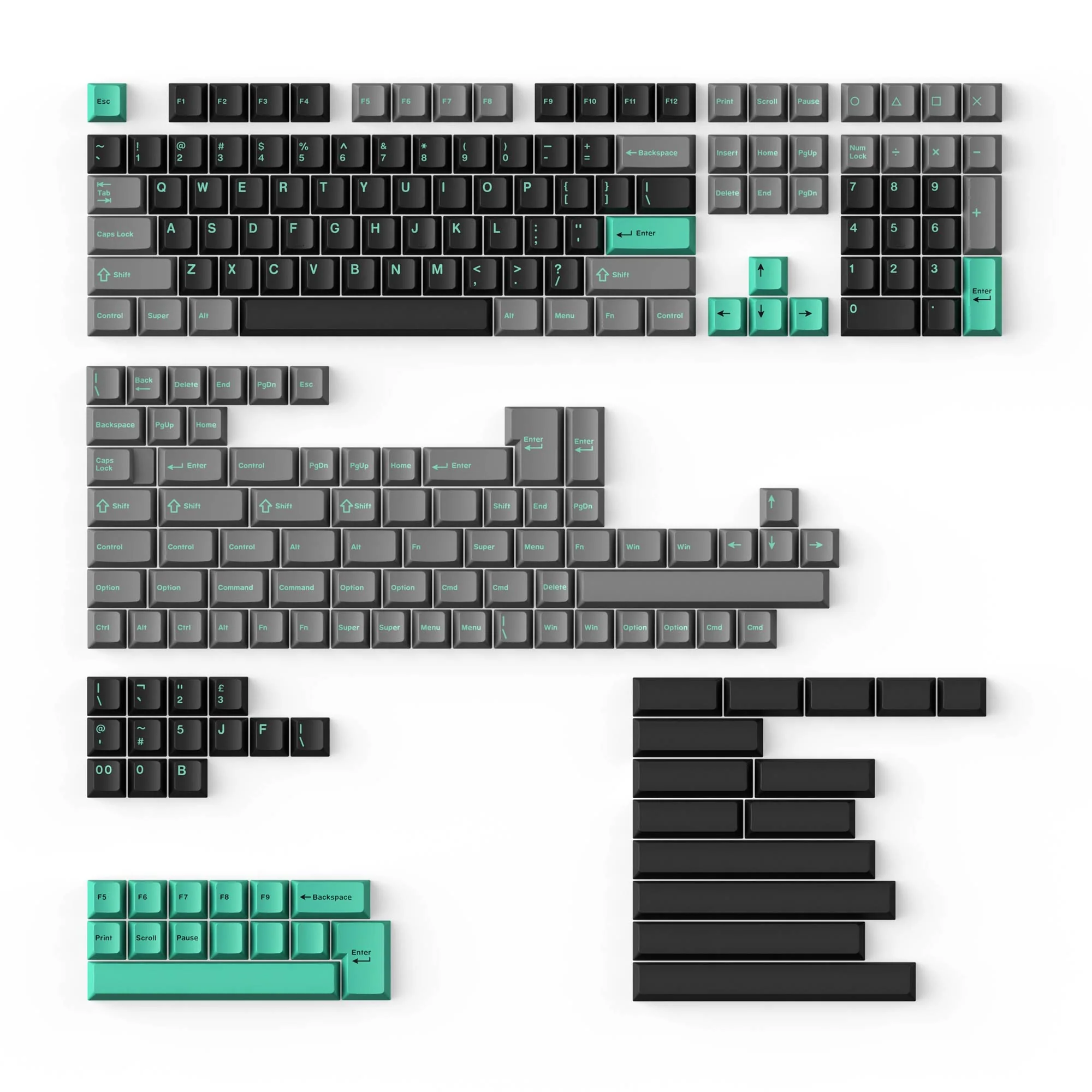 Cherry Profile Double-Shot PBT -täysi näppäinhattusarja - Hacker Mint