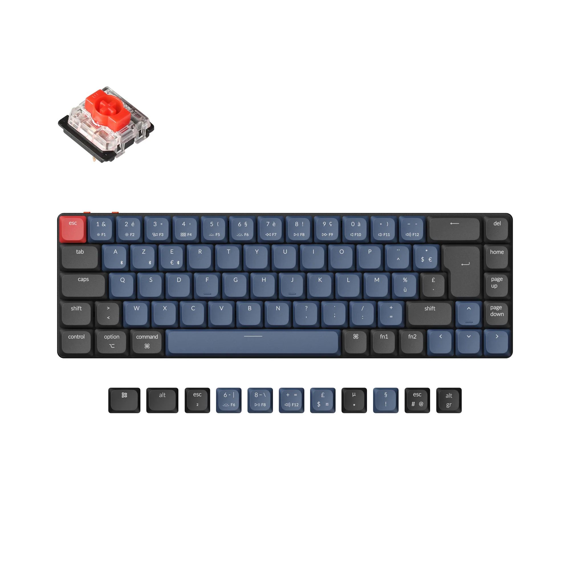 Teclado Mecânico Personalizado Sem Fio Keychron K7 Pro QMK/VIA Coleção de Layout ISO