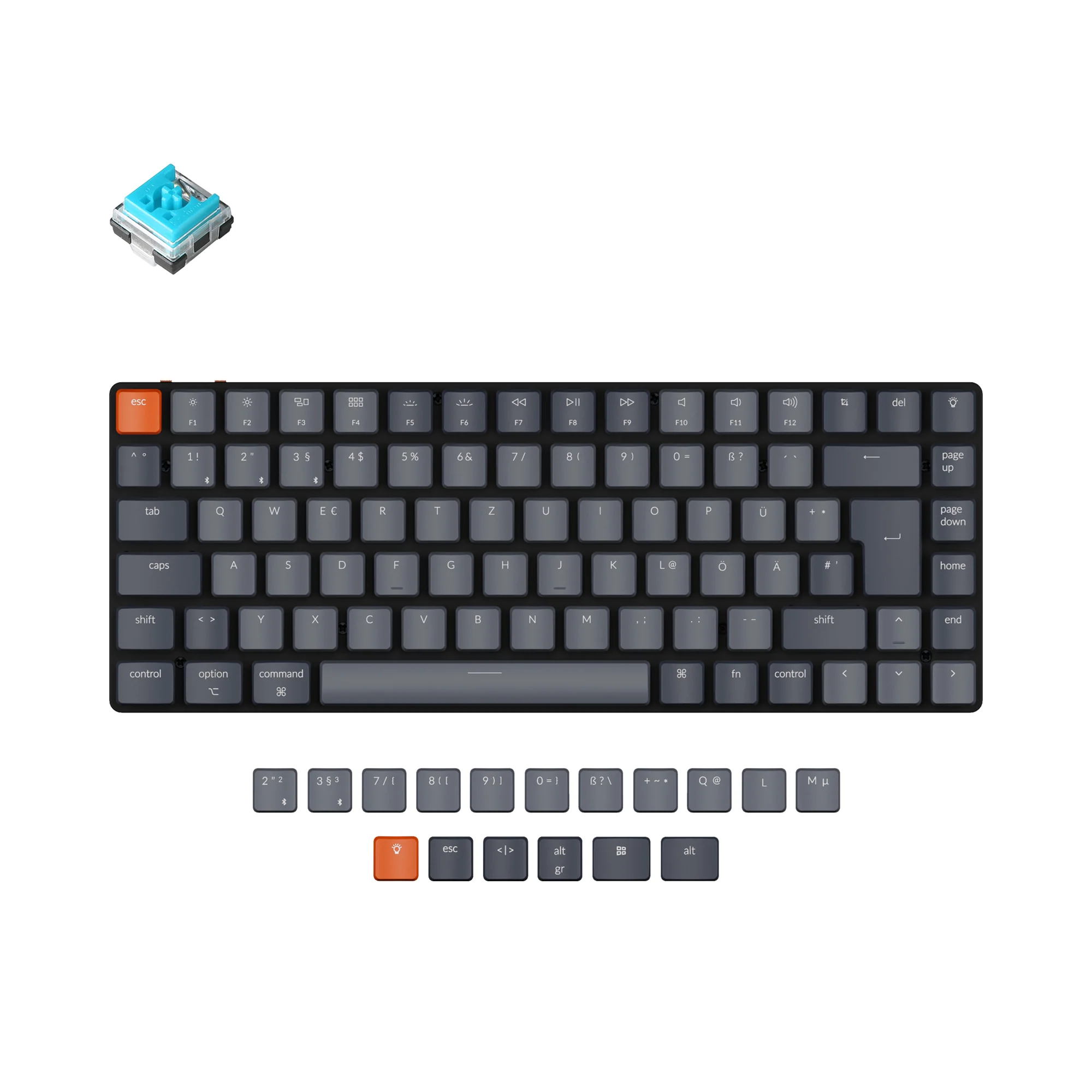 Clavier mécanique sans fil ultra-fin Keychron K3 (disposition ISO-DE allemande) - Version 2