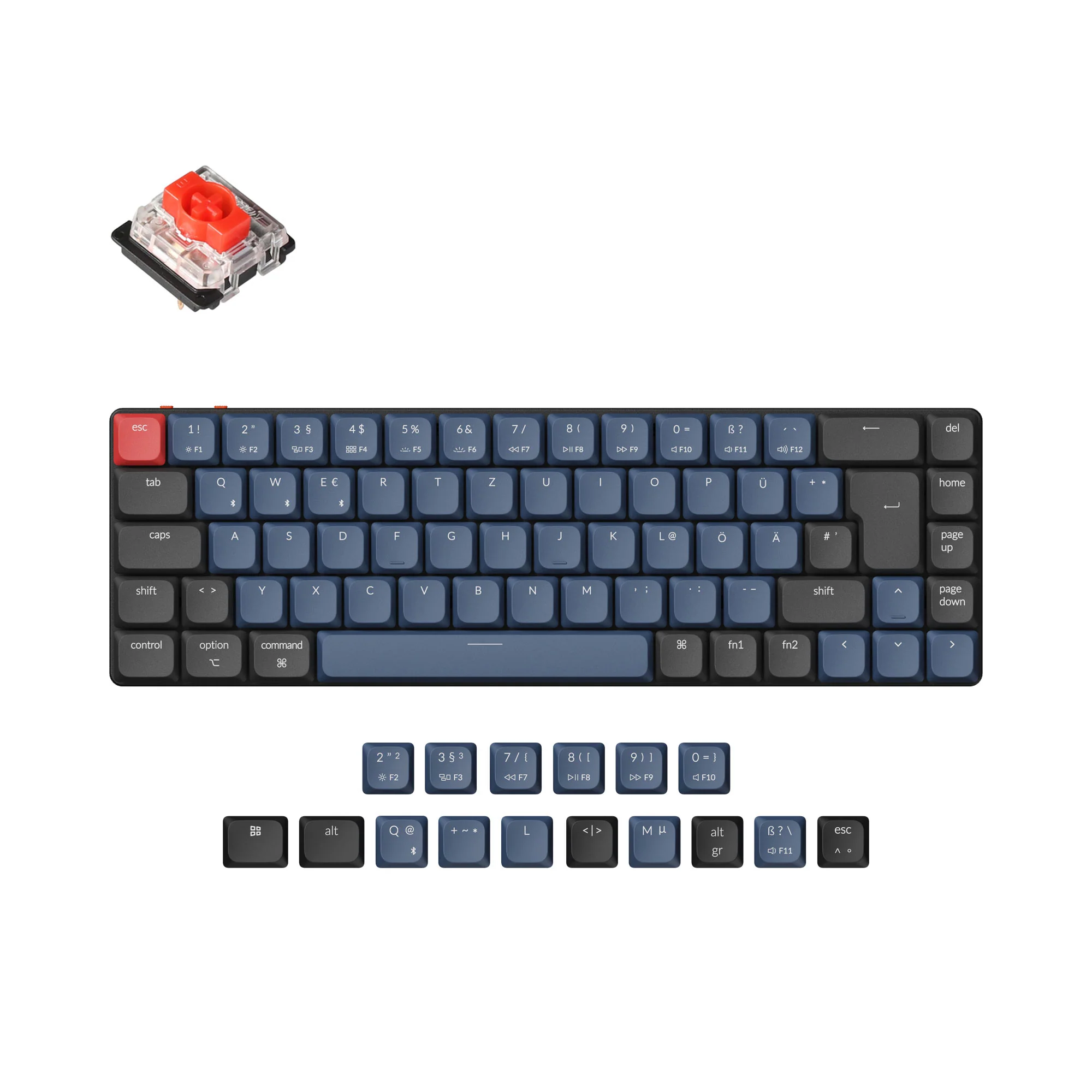 Teclado Mecânico Personalizado Sem Fio Keychron K7 Pro QMK/VIA Coleção de Layout ISO