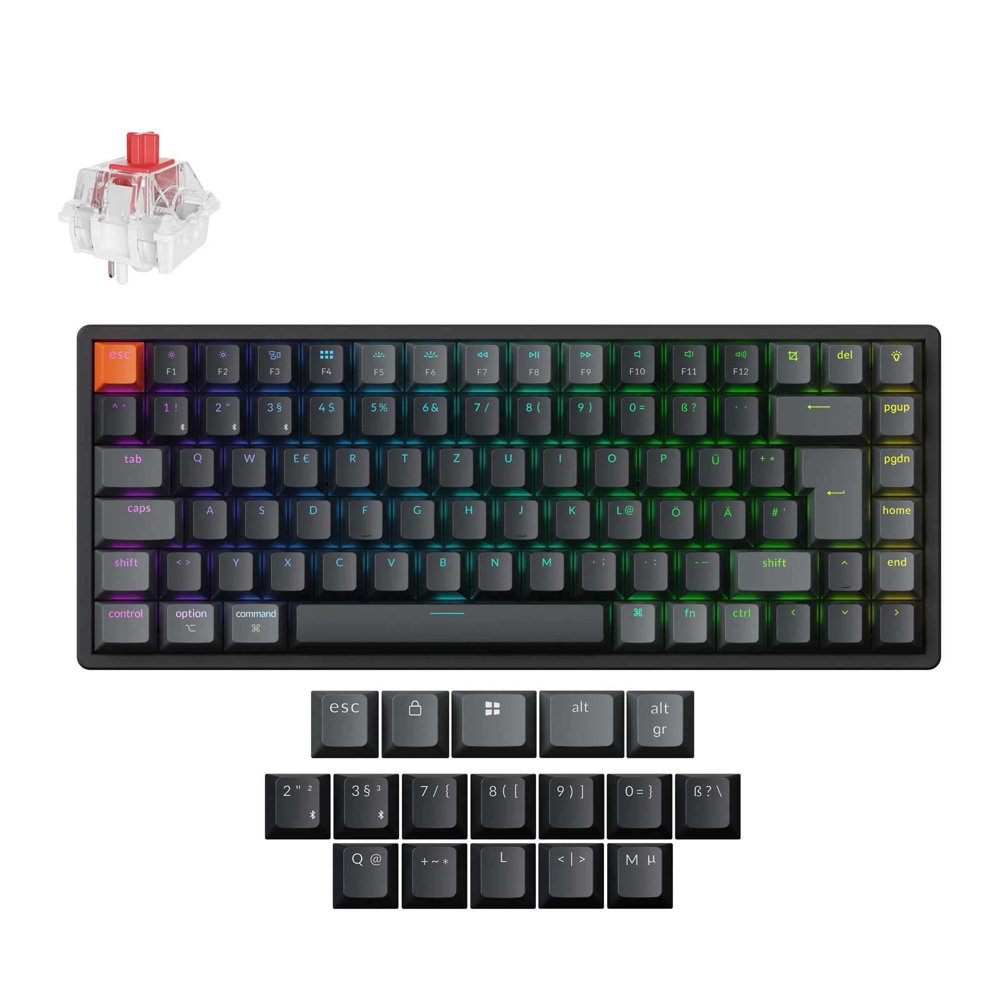 Keychron K2 QMK Kabellose Mechanische Tastatur (ISO-Layout) - Version 3