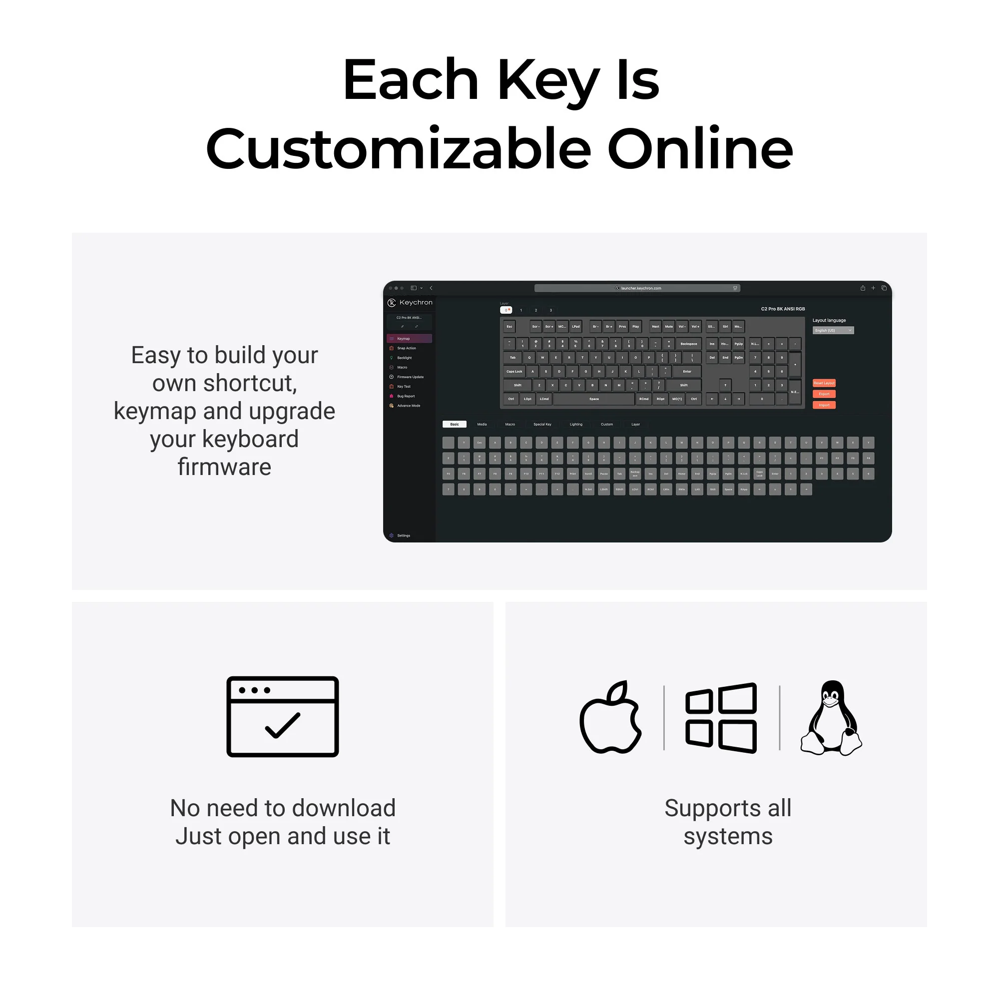 Keychron C2 Pro 8K QMK Przewodowa mechaniczna klawiatura custom