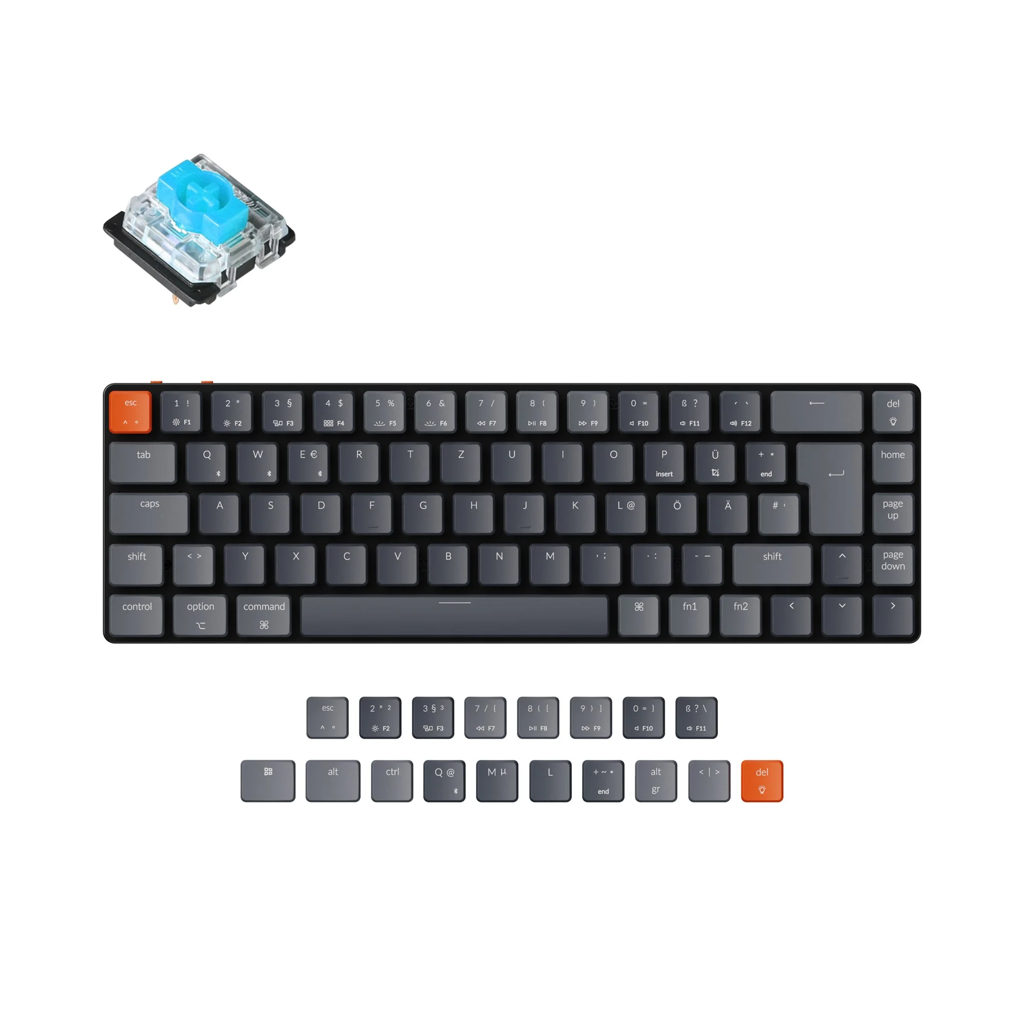 Clavier mécanique sans fil ultra-mince Keychron K7 (layout ISO-DE allemand)