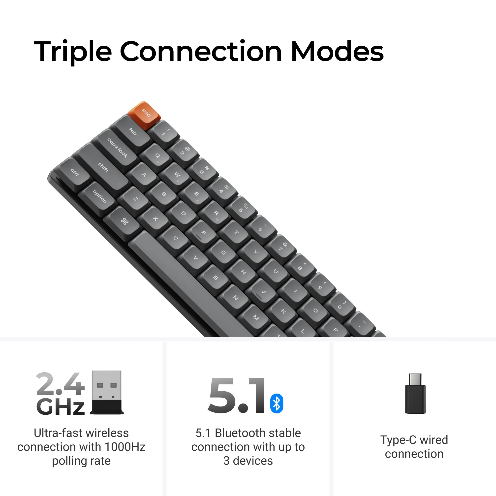 Keychron K7 Max QMK/VIA langaton mukautettu mekaaninen näppäimistö