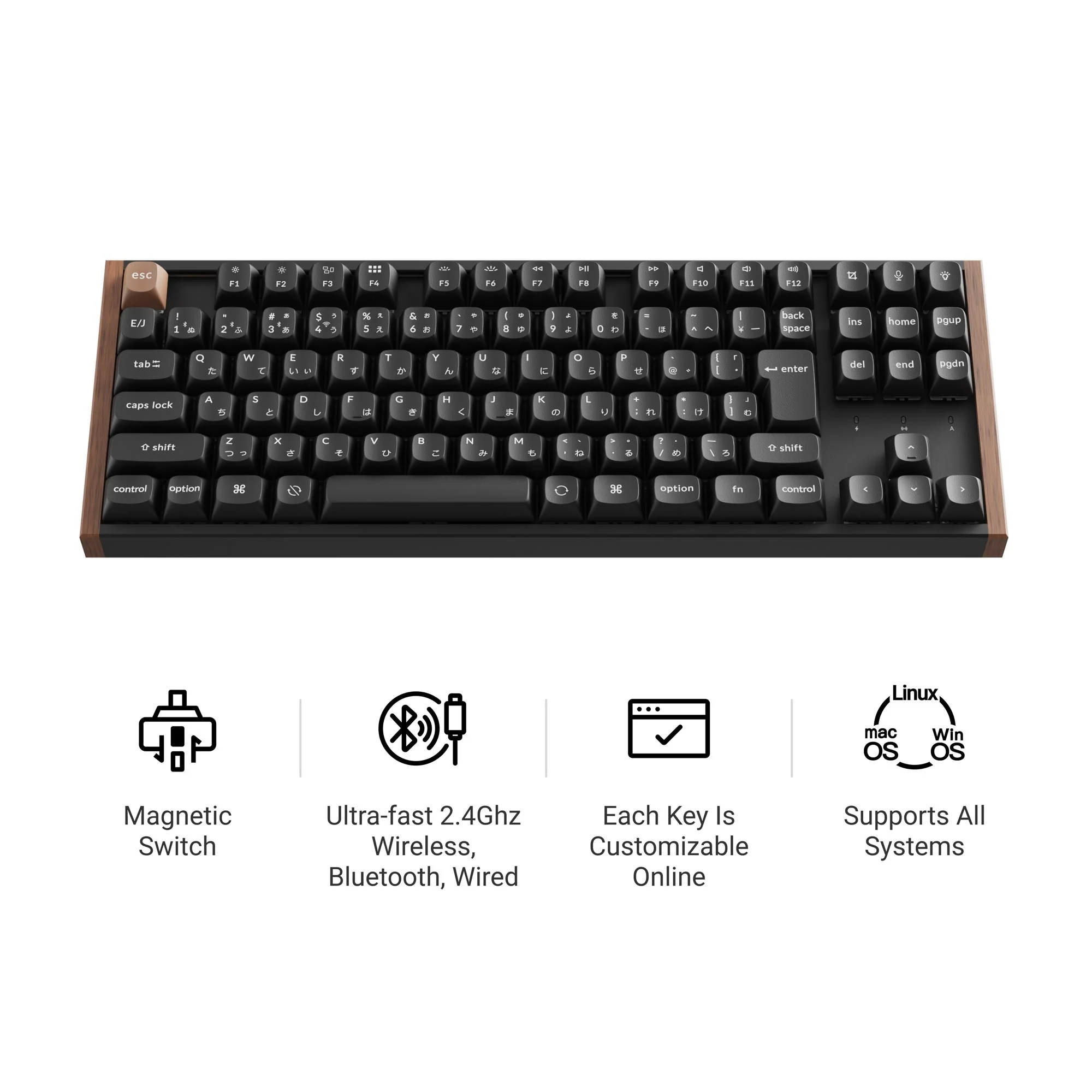 Keychron K8 HE Teclado personalizado inalámbrico con interruptores magnéticos (distribución JIS japonesa)