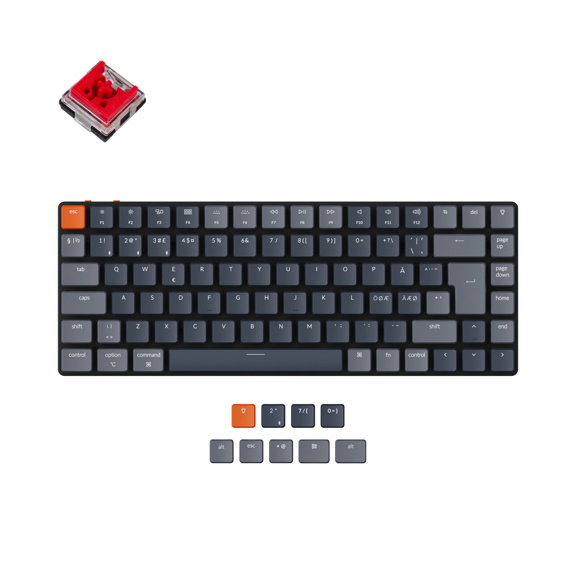 Teclado Mecânico Sem Fio Ultrafino Keychron K3 (Layout ISO Nórdico) - Versão 2