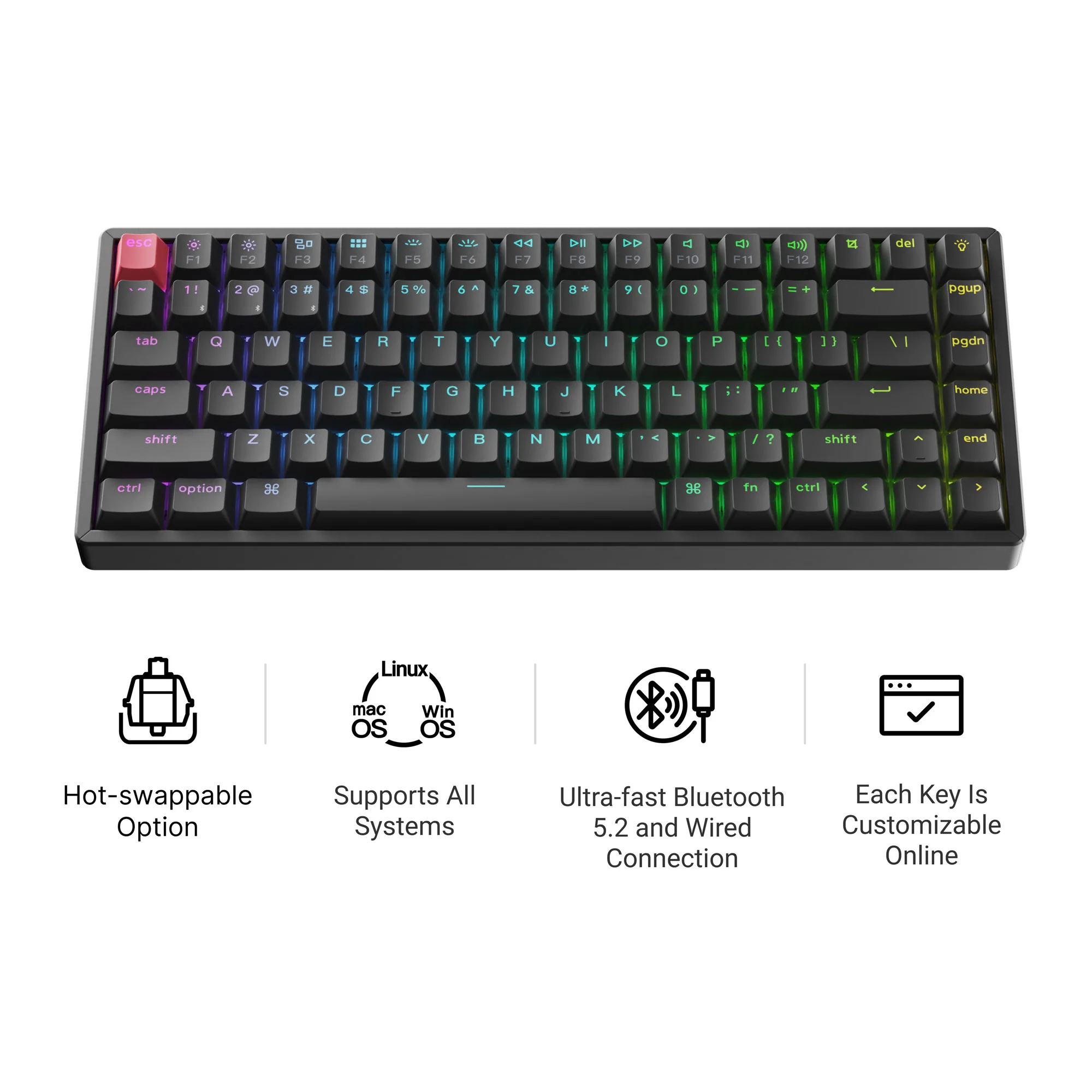 Keychron K2 QMK Teclado mecánico inalámbrico (Versión 3)
