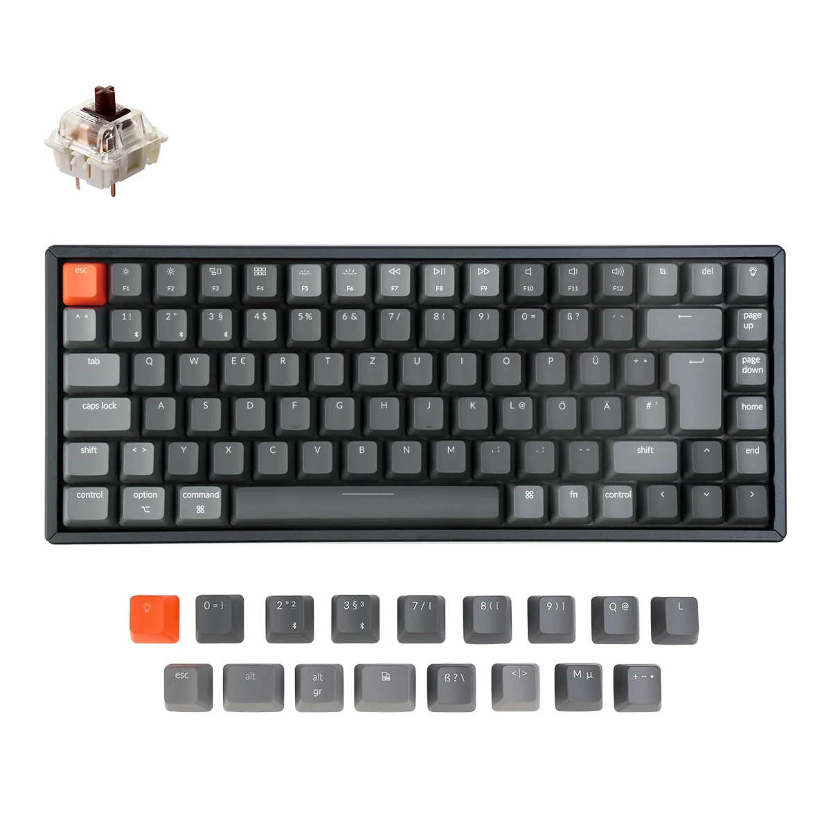 Keychron K2 trådløst mekanisk tastatur (tysk ISO-DE-layout) - version 2