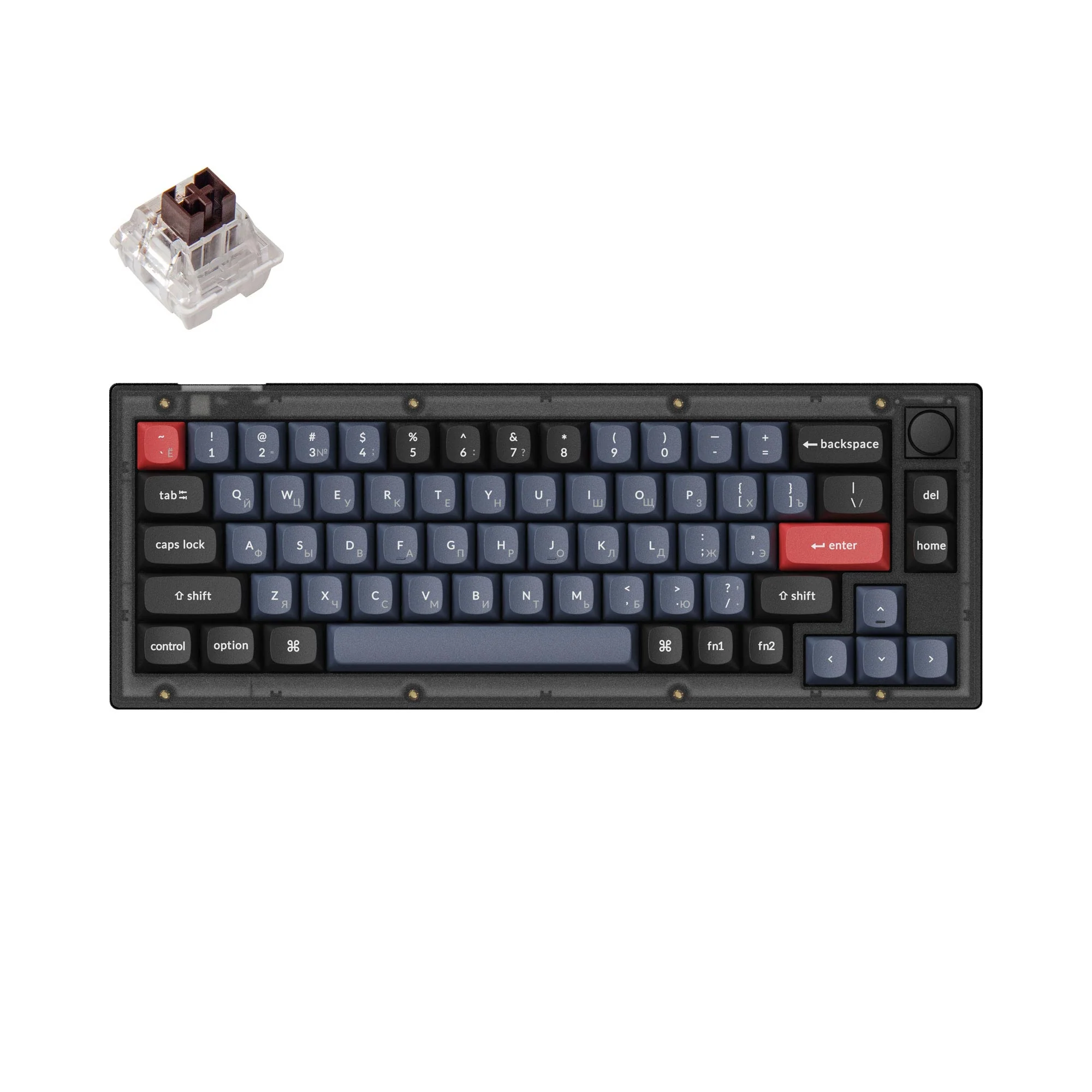Keychron V2 QMK custom mekanisk tastatur, russisk layout