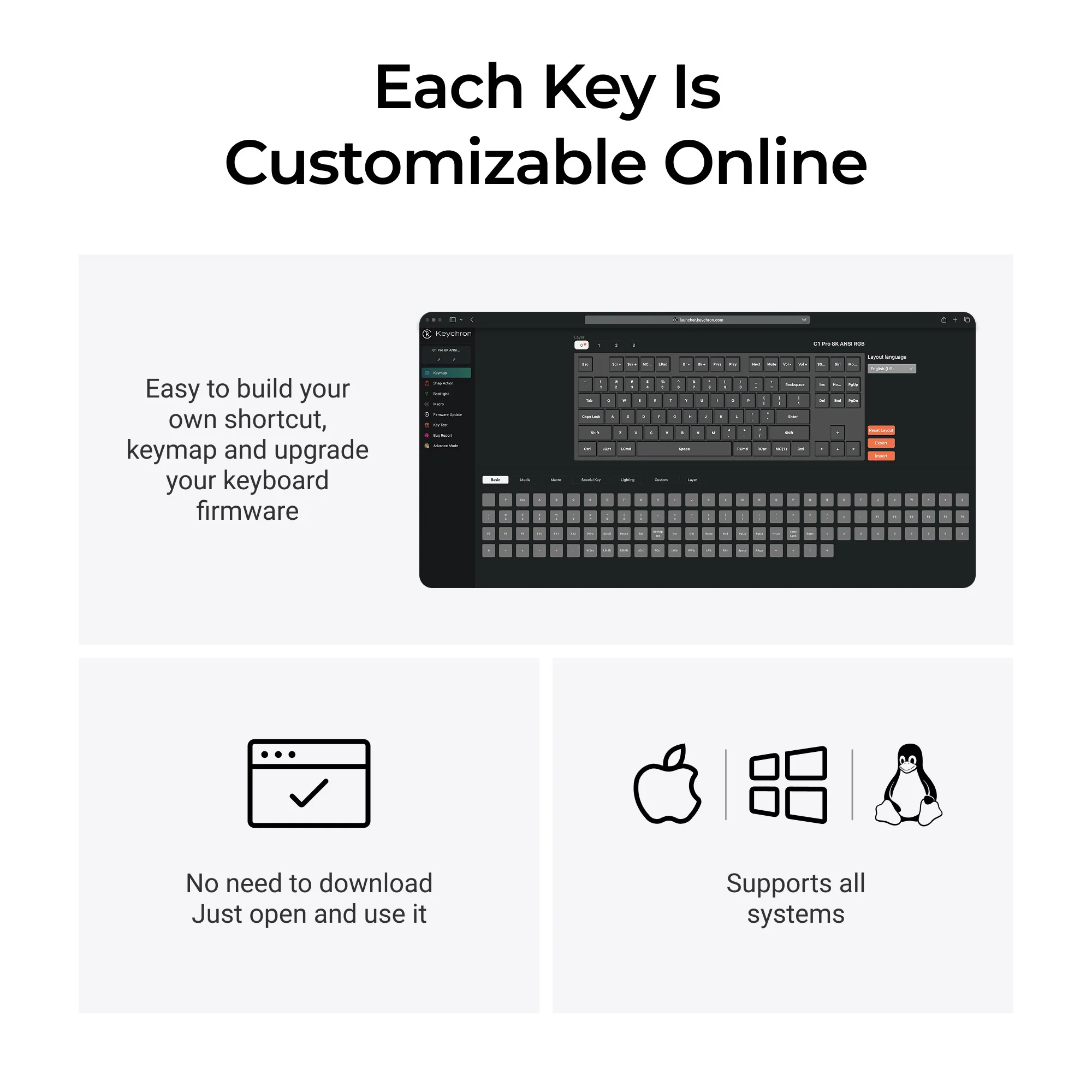 Keychron C1 Pro 8K QMK bekabeld custom mechanisch toetsenbord