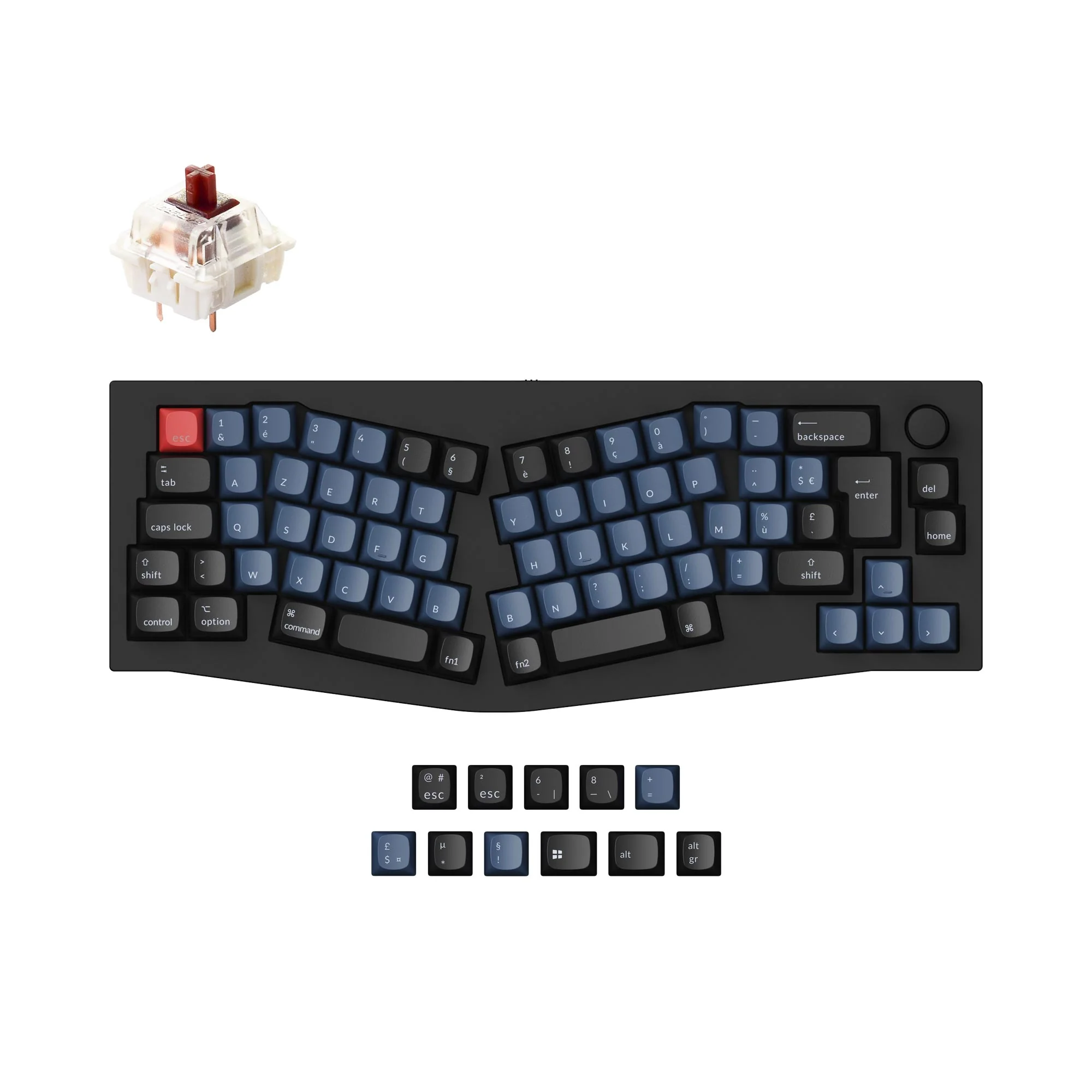 Teclado Mecânico Personalizado QMK Keychron Q8 (Layout Alice) - Coleção de Layout ISO
