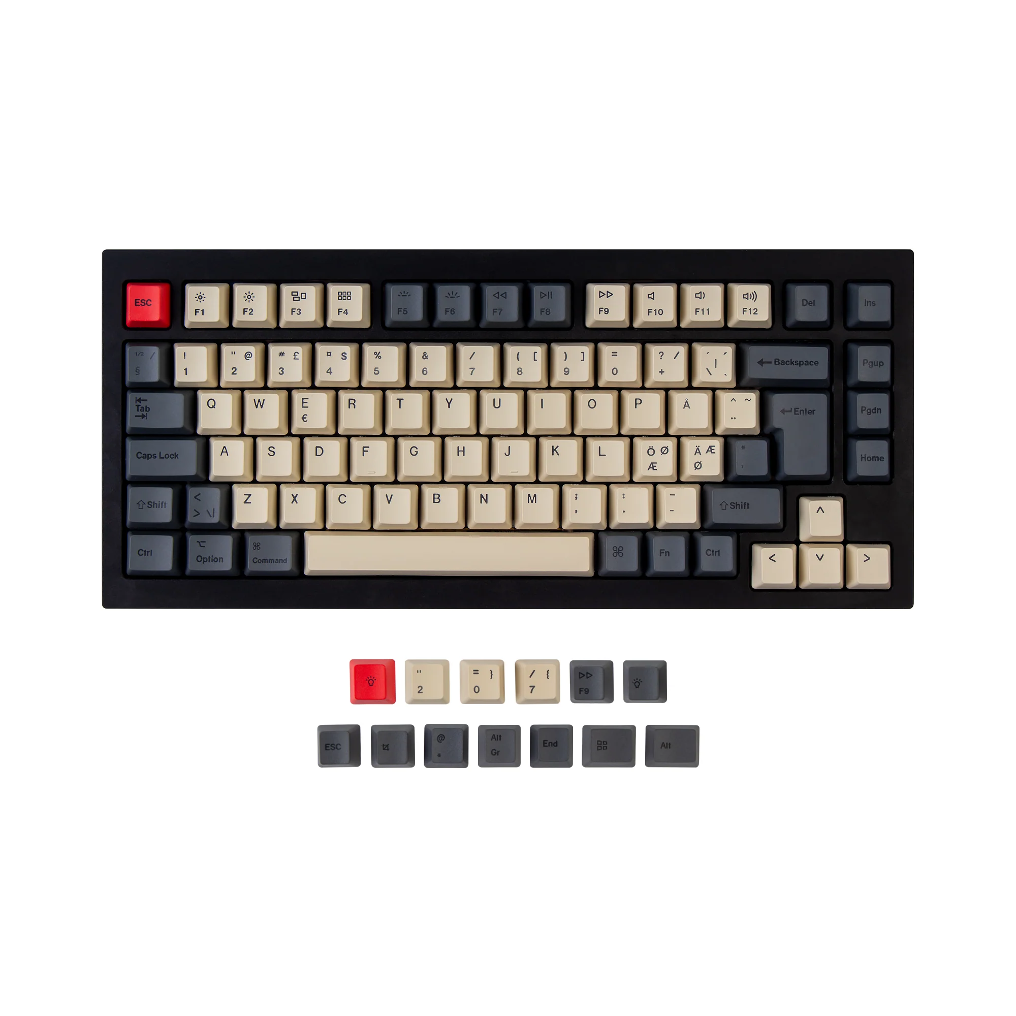 Set de touches PBT Dye-Sub OEM ISO pour Q1 & Q1 Pro & V1 & K2 & K2 Pro - Carbone