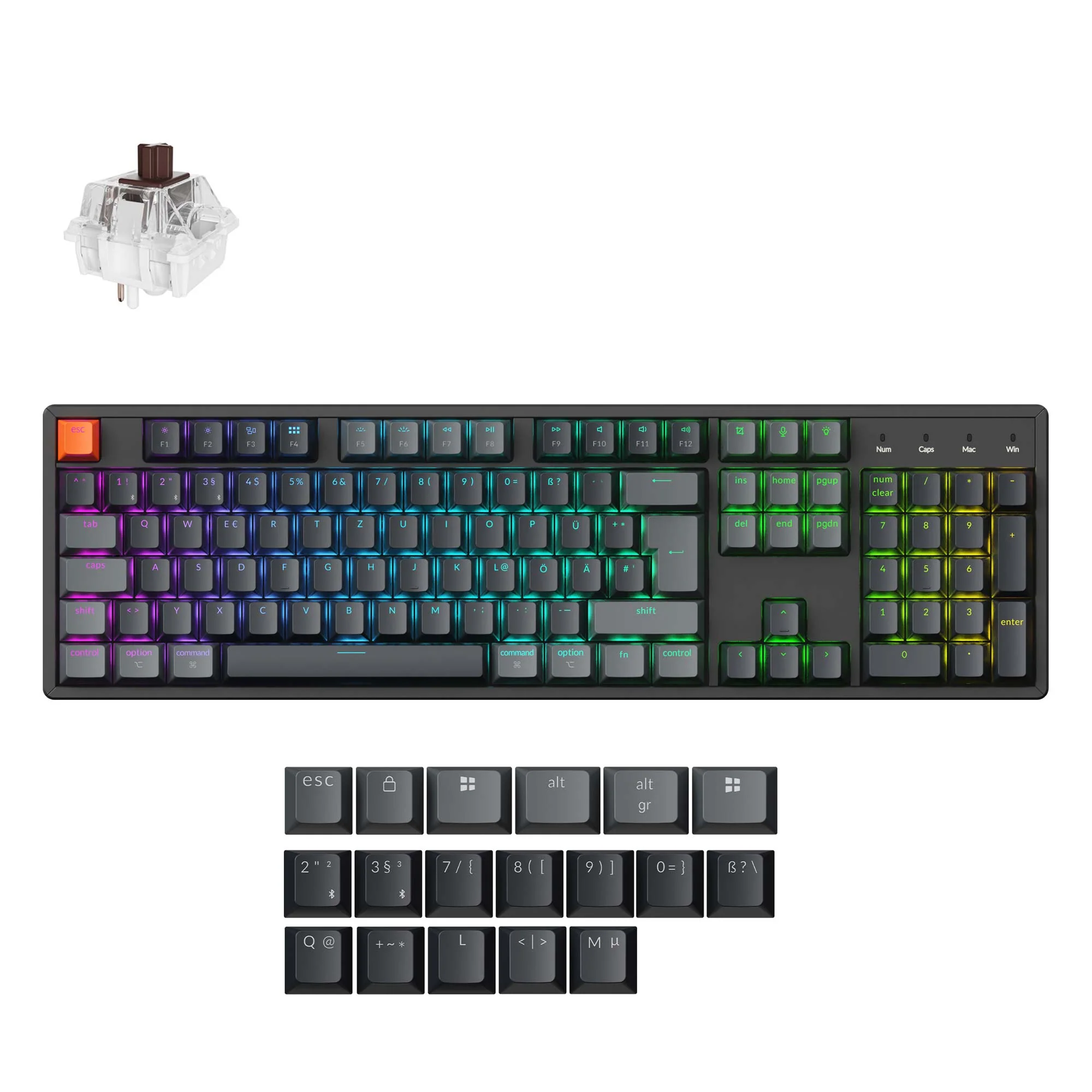 Keychron K10 Teclado mecánico inalámbrico QMK (distribución ISO) - Versión 2