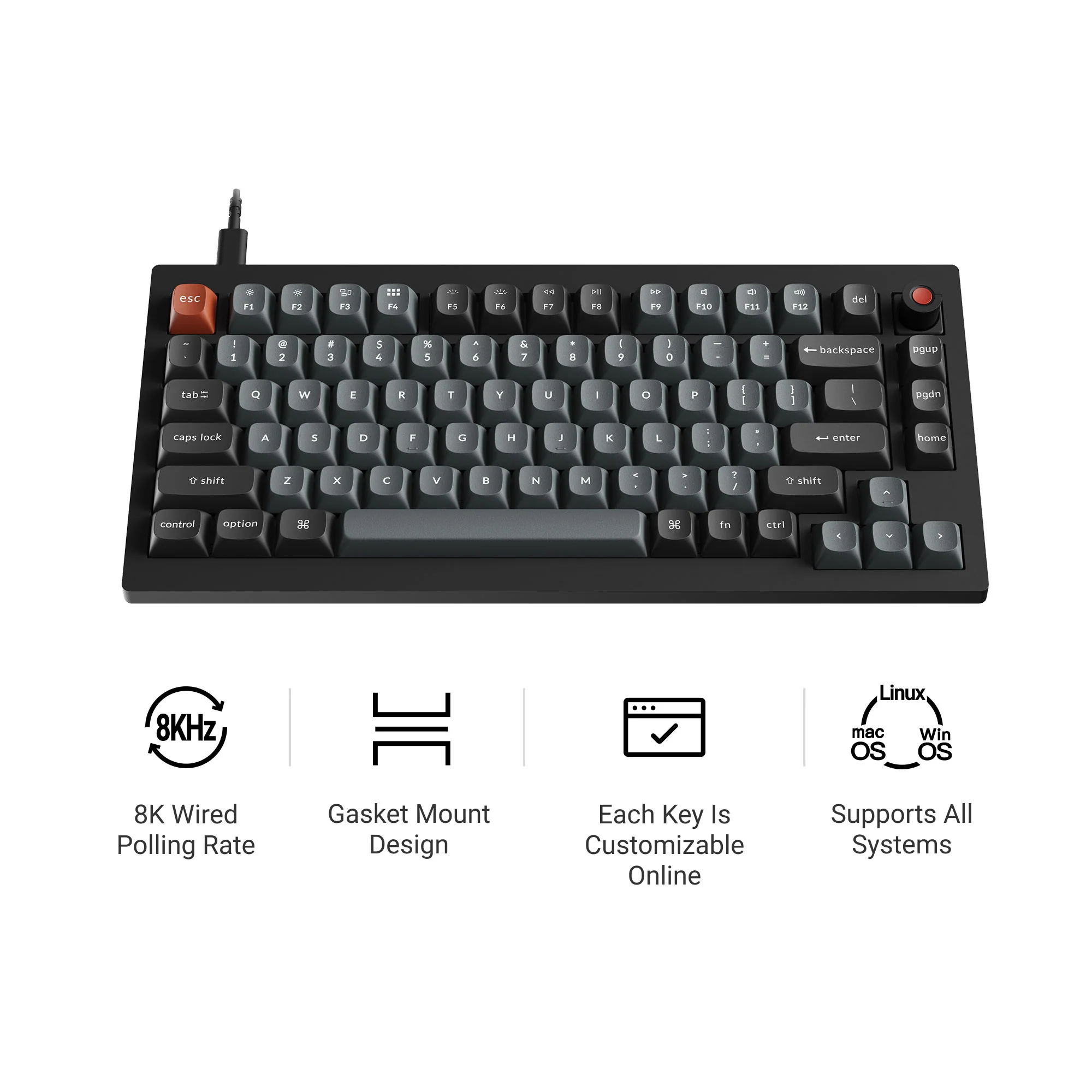 Clavier mécanique personnalisé filaire Keychron V1 8K QMK