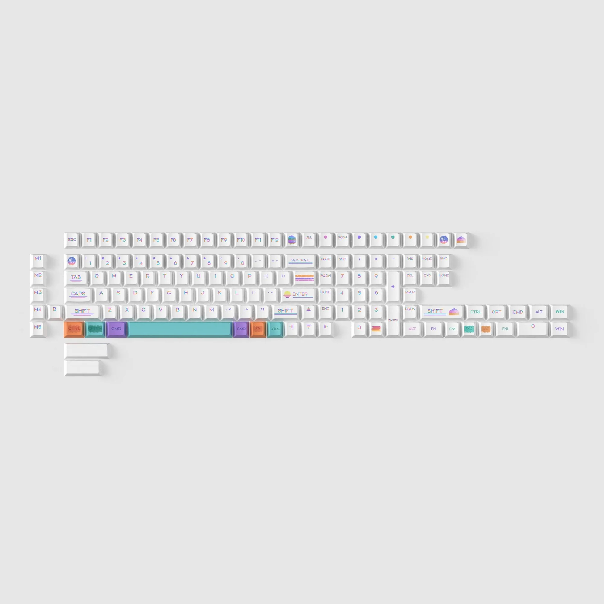 Pixel Sunset - Conjunto completo de keycaps PBT Dye-Sub, perfil Cherry