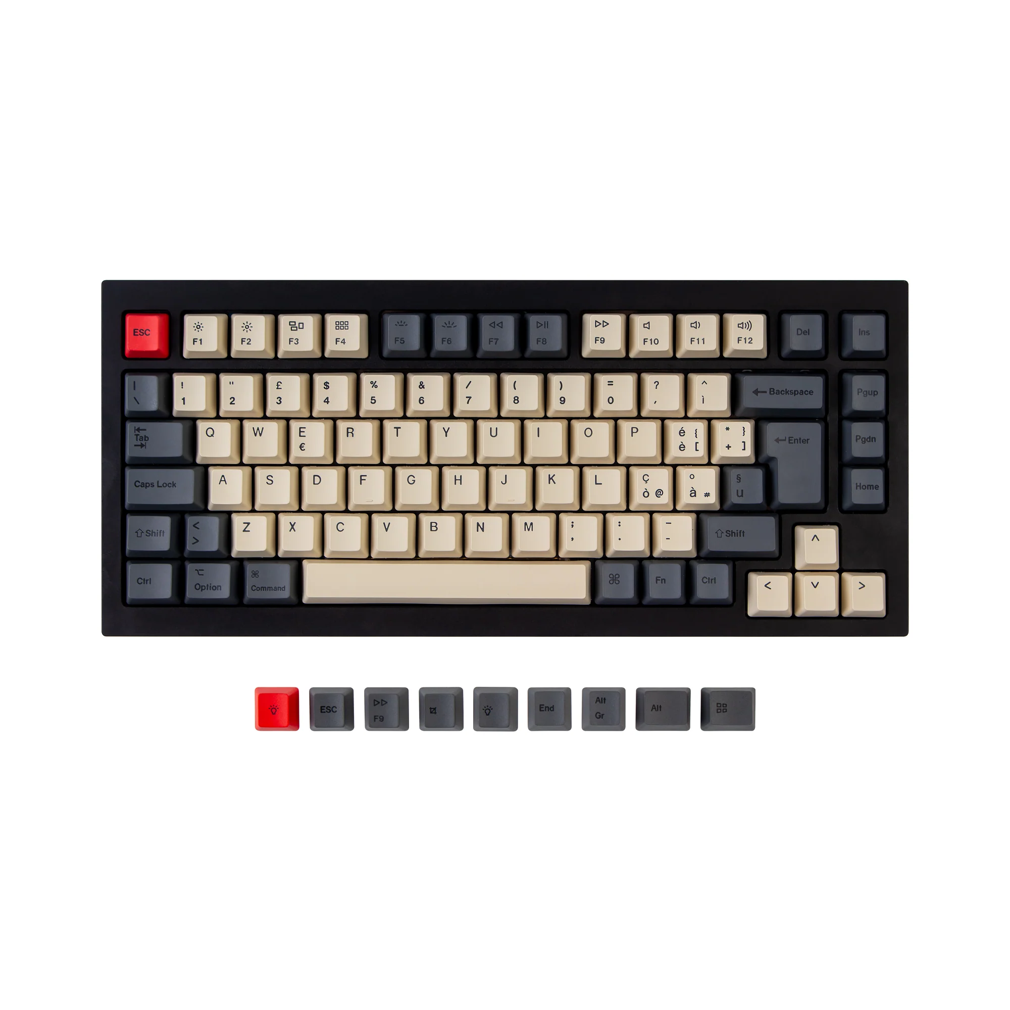 Set de touches PBT Dye-Sub OEM ISO pour Q1 & Q1 Pro & V1 & K2 & K2 Pro - Carbone