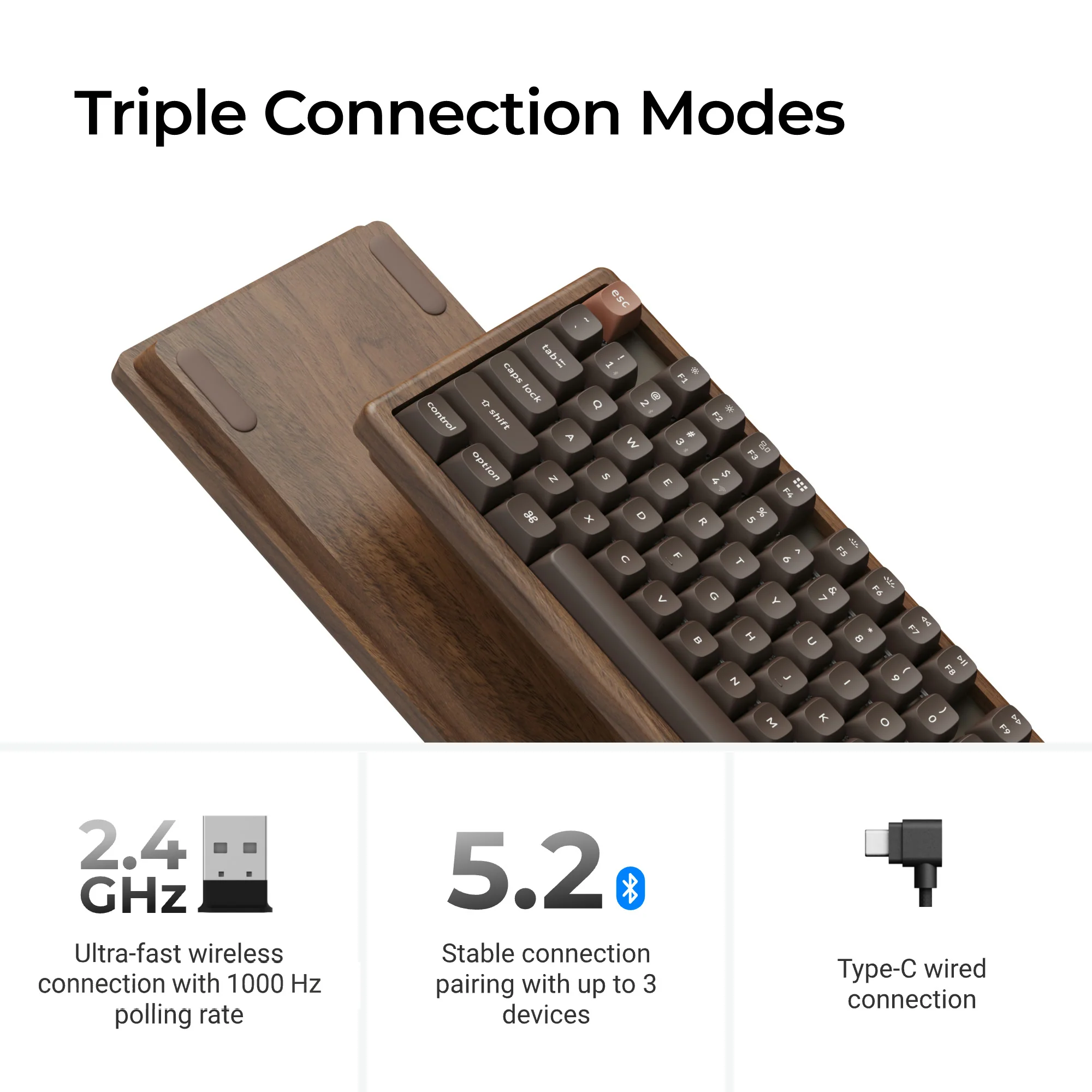 Keychron K8 HE Teclado Inalámbrico Personalizable con Interruptores Magnéticos - Edición Especial Todo Madera