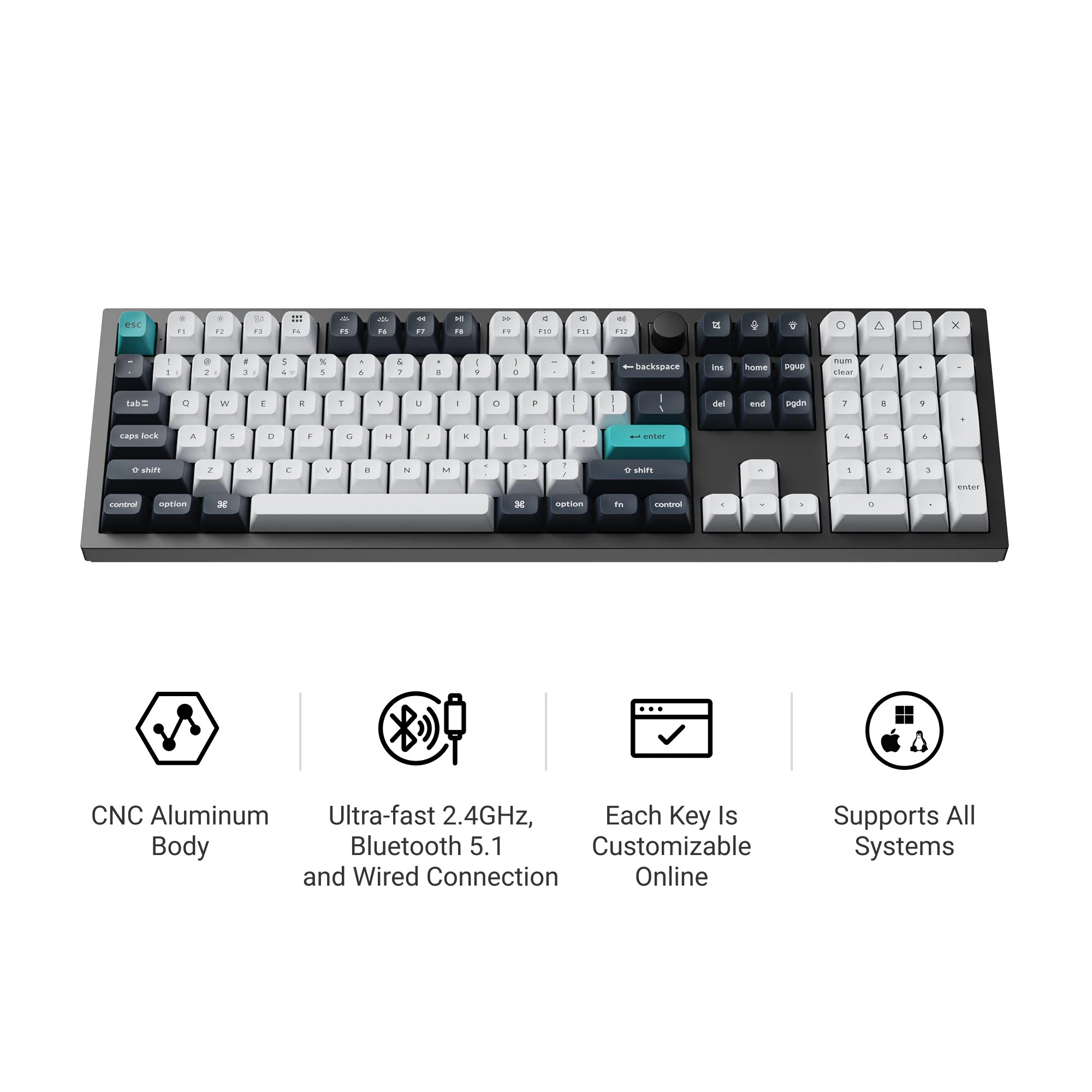 Keychron Q6 Max QMK/VIA langaton mukautettu mekaaninen näppäimistö