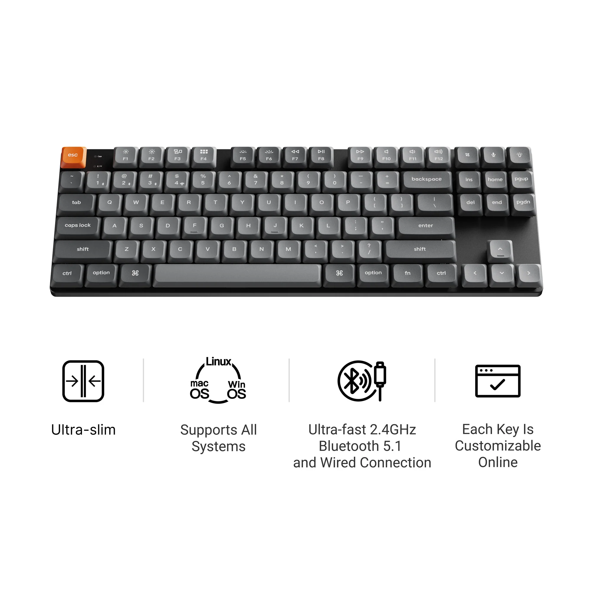 Teclado mecánico personalizado inalámbrico Keychron K1 Max QMK/VIA