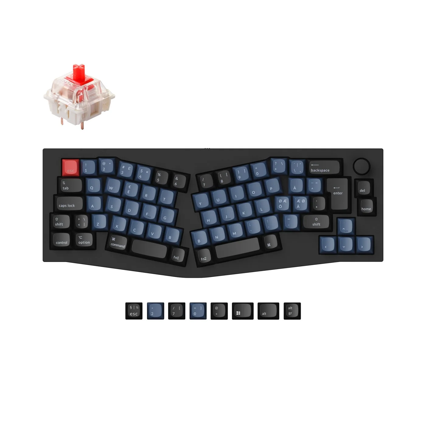 Teclado Mecânico Personalizado QMK Keychron Q8 (Layout Alice) - Coleção de Layout ISO