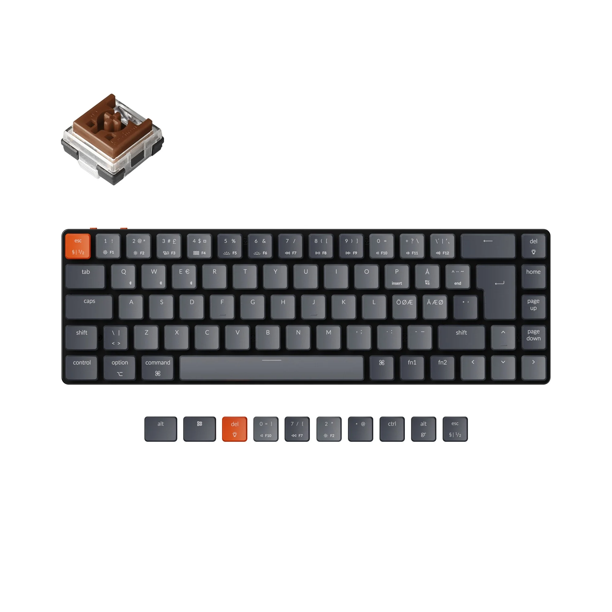 Keychron K7 Ultra-slim draadloos mechanisch toetsenbord (Nordic ISO-indeling)