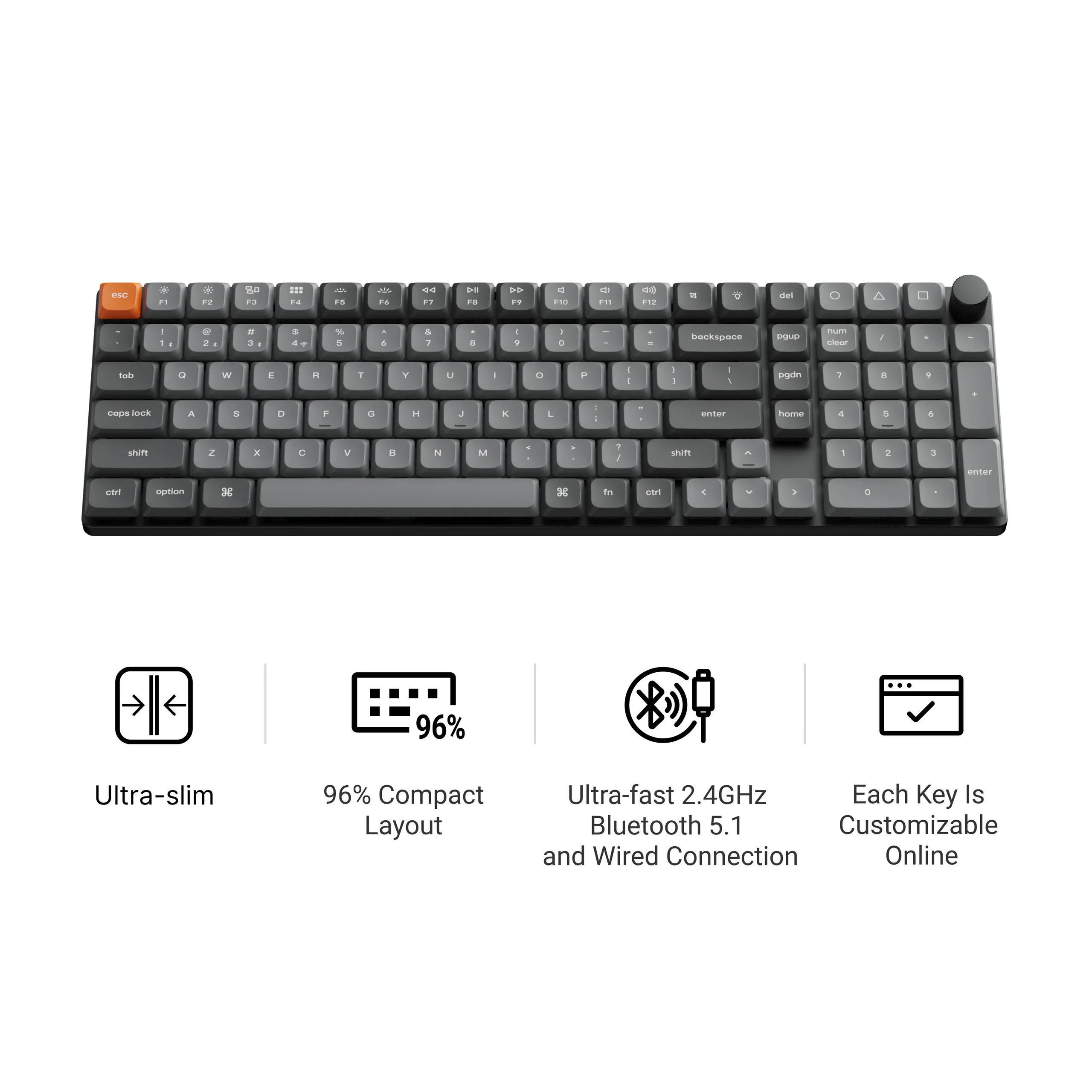 Teclado Mecânico Sem Fio Personalizado Keychron K17 Max QMK