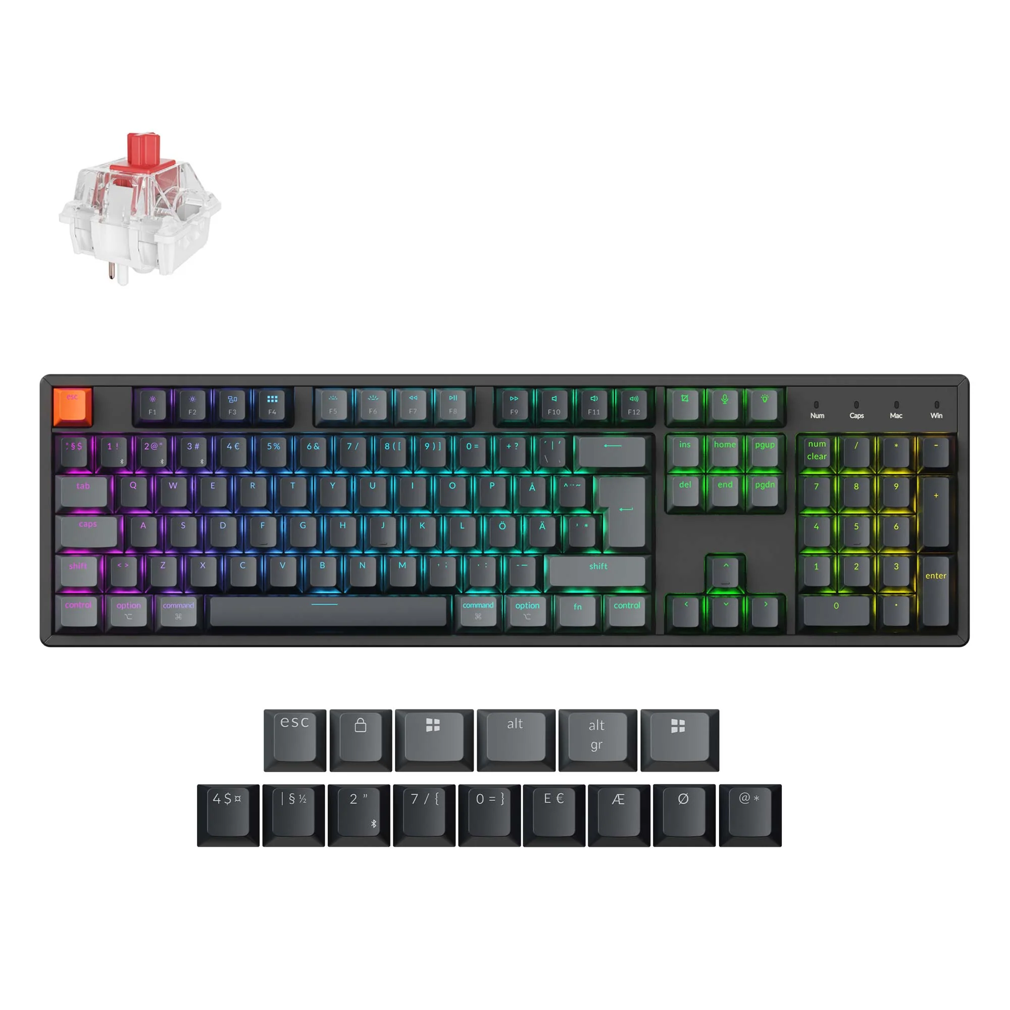 Keychron K10 Teclado mecánico inalámbrico QMK (distribución ISO) - Versión 2