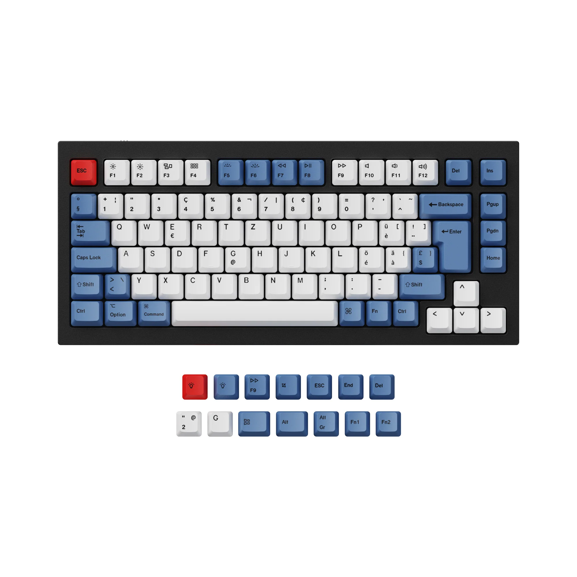 ISO & ANSI Q1 & Q1 Pro & Q2 & Q2 Pro & V1 & V2 & K2 & K2 Pro OEM Dye-Sub PBT Keycap Set - Blue