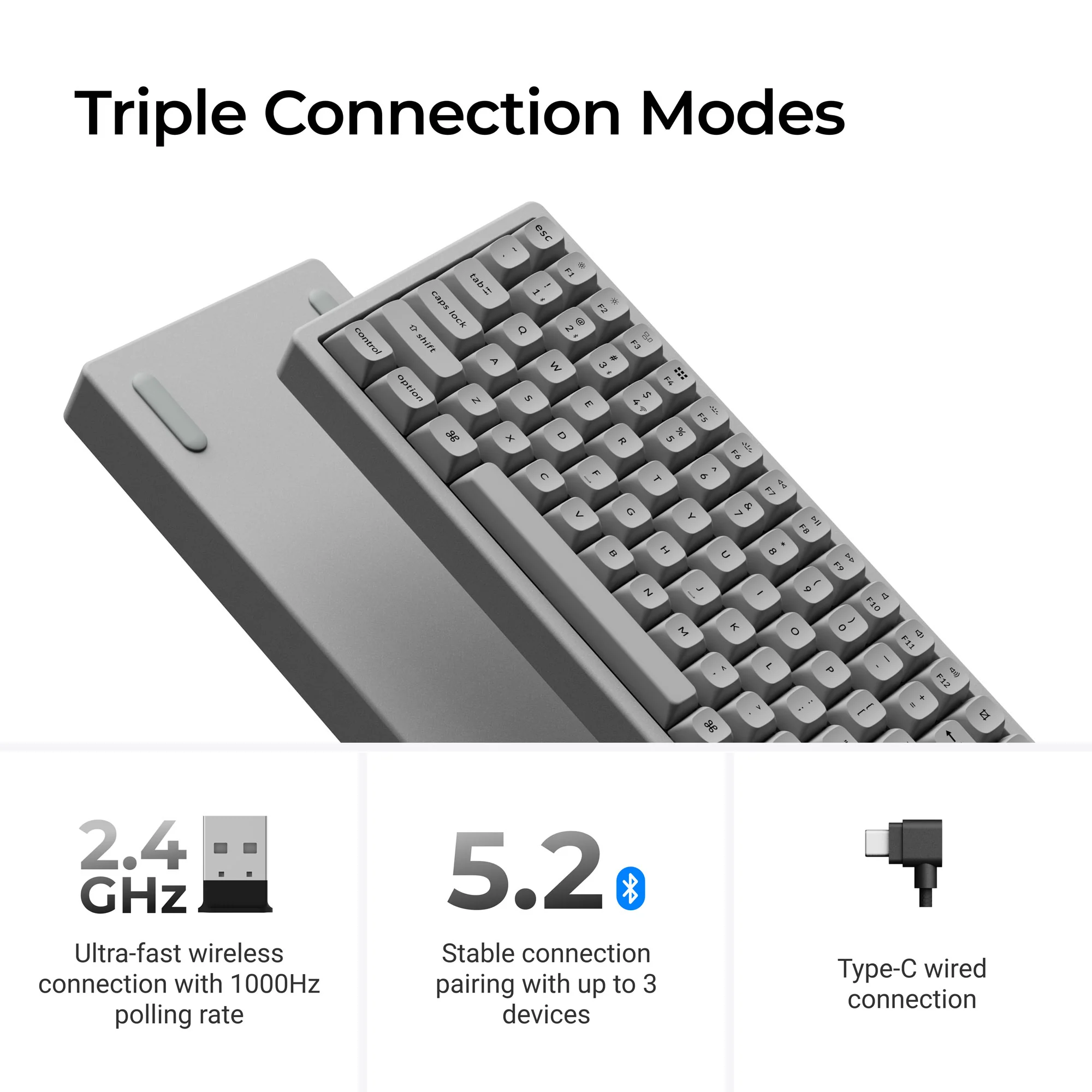 Keychron K2 HE Wireless Magnetic Switch Custom Keyboard - Concrete Edition
