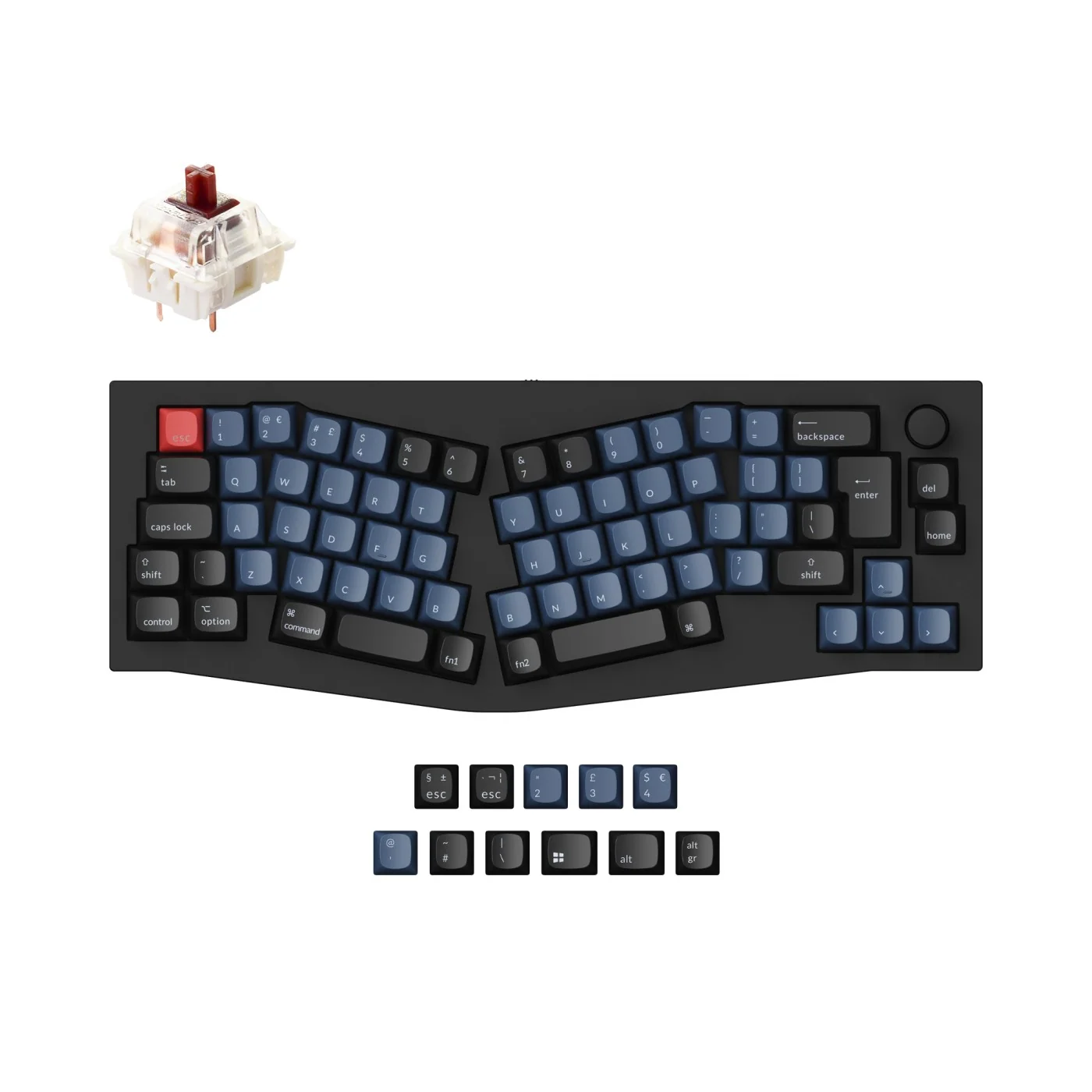 Teclado Mecânico Personalizado QMK Keychron Q8 (Layout Alice) - Coleção de Layout ISO
