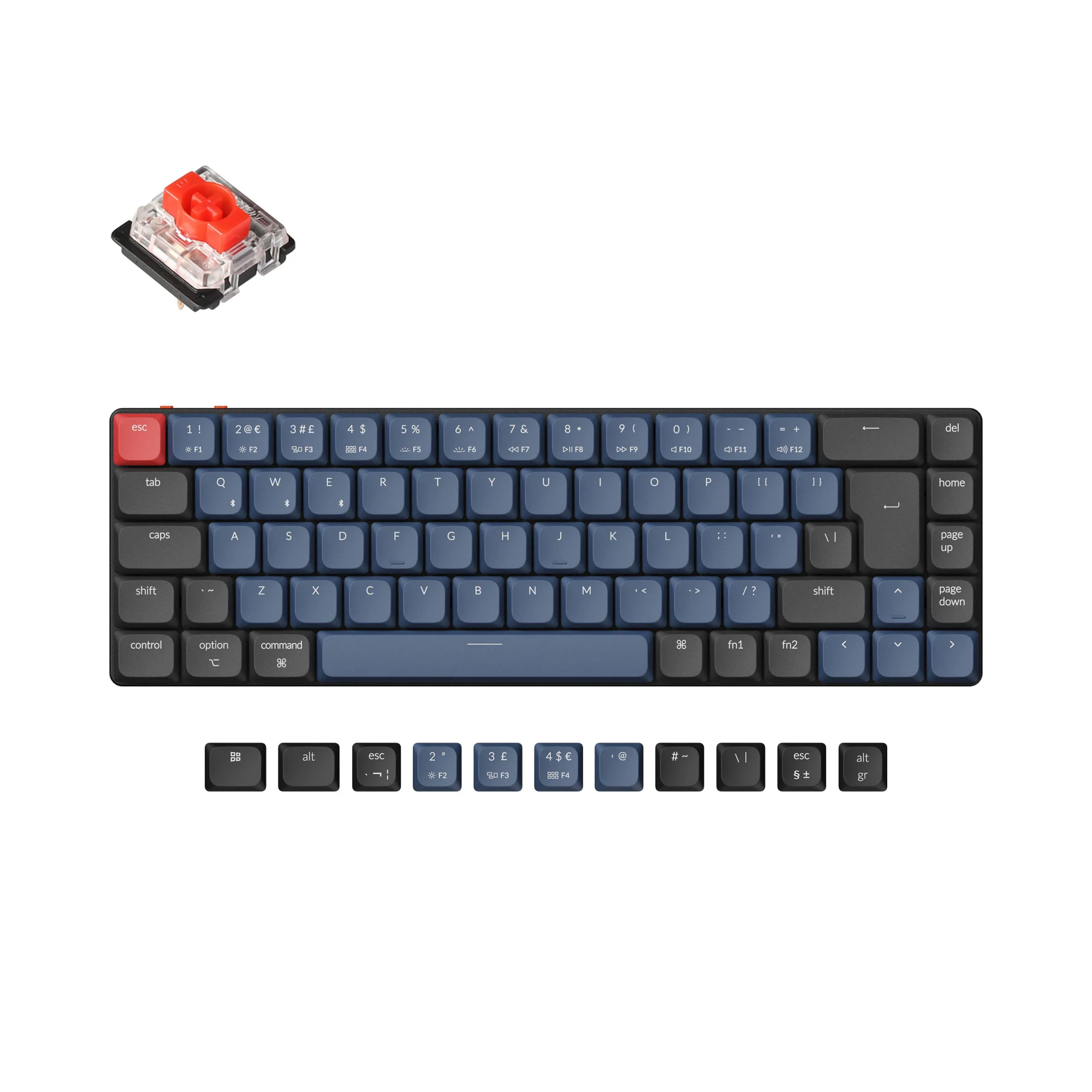 Teclado Mecânico Personalizado Sem Fio Keychron K7 Pro QMK/VIA Coleção de Layout ISO