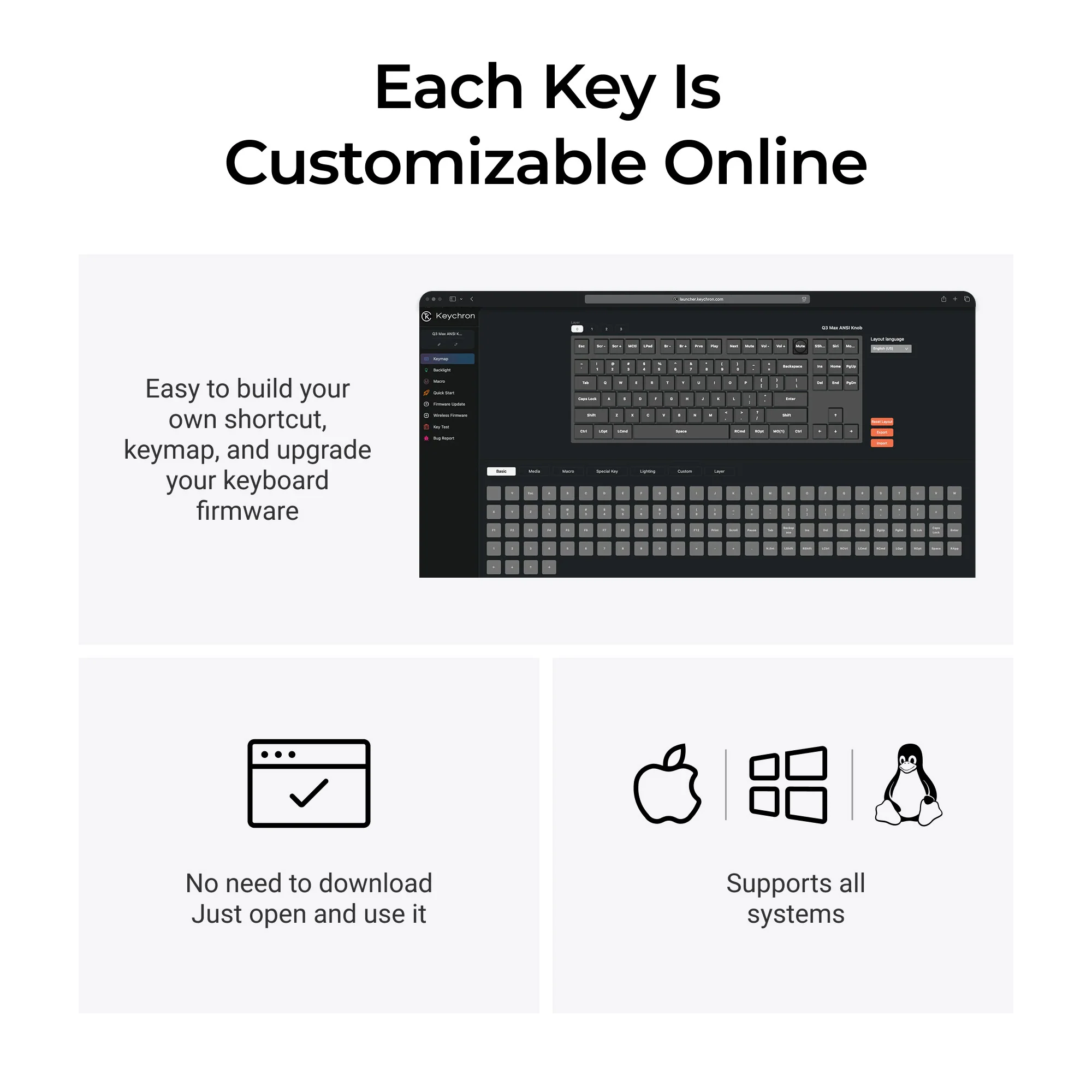Keychron Q3 Max QMK/VIA Bezprzewodowa konfigurowalna klawiatura mechaniczna