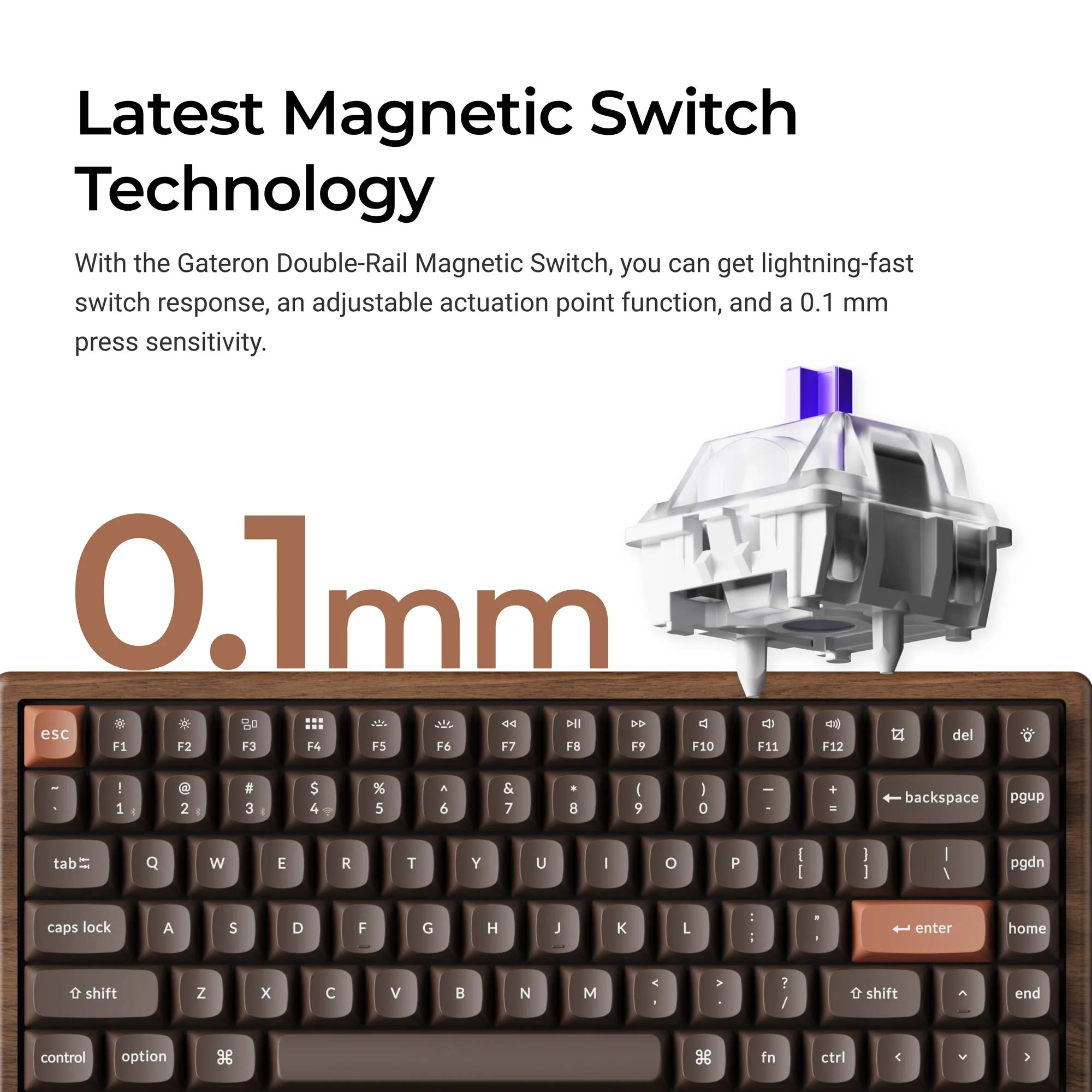 Keychron K2 HE Wireless Magnetic Switch Custom Keyboard - All-Wood Special Edition