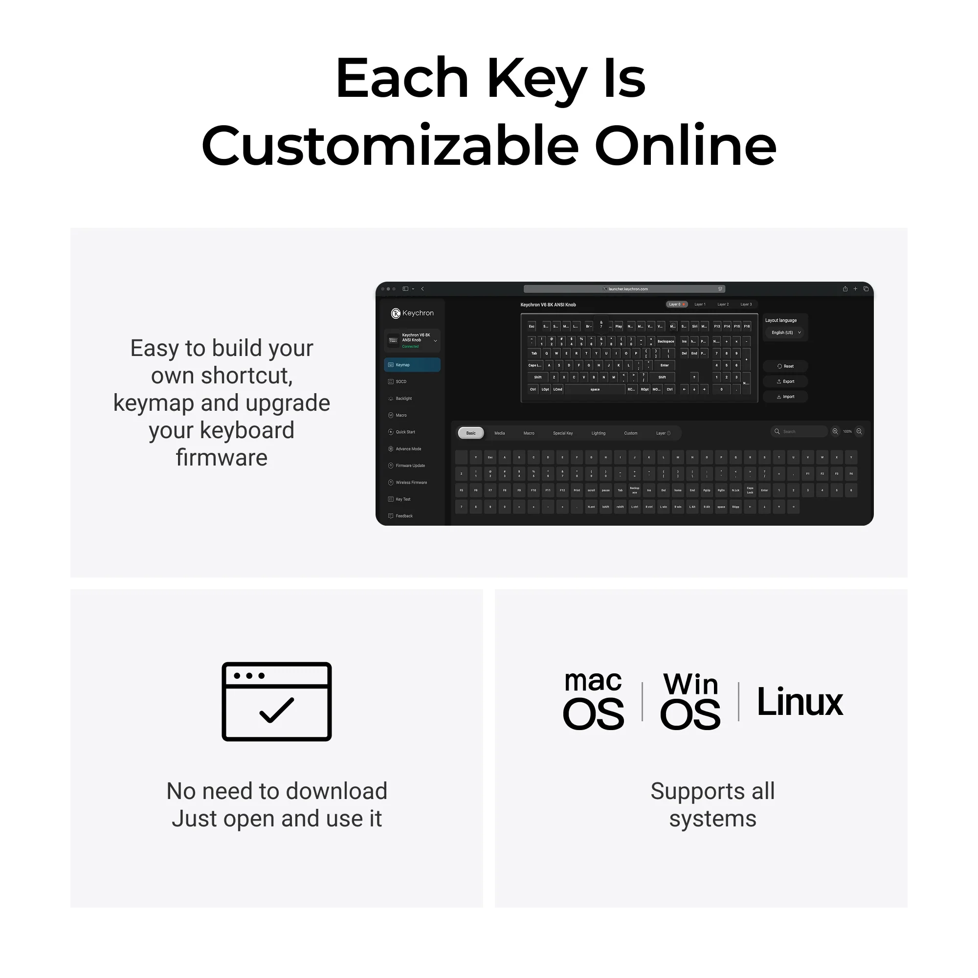 Keychron V6 8K QMK Przewodowa klawiatura mechaniczna custom