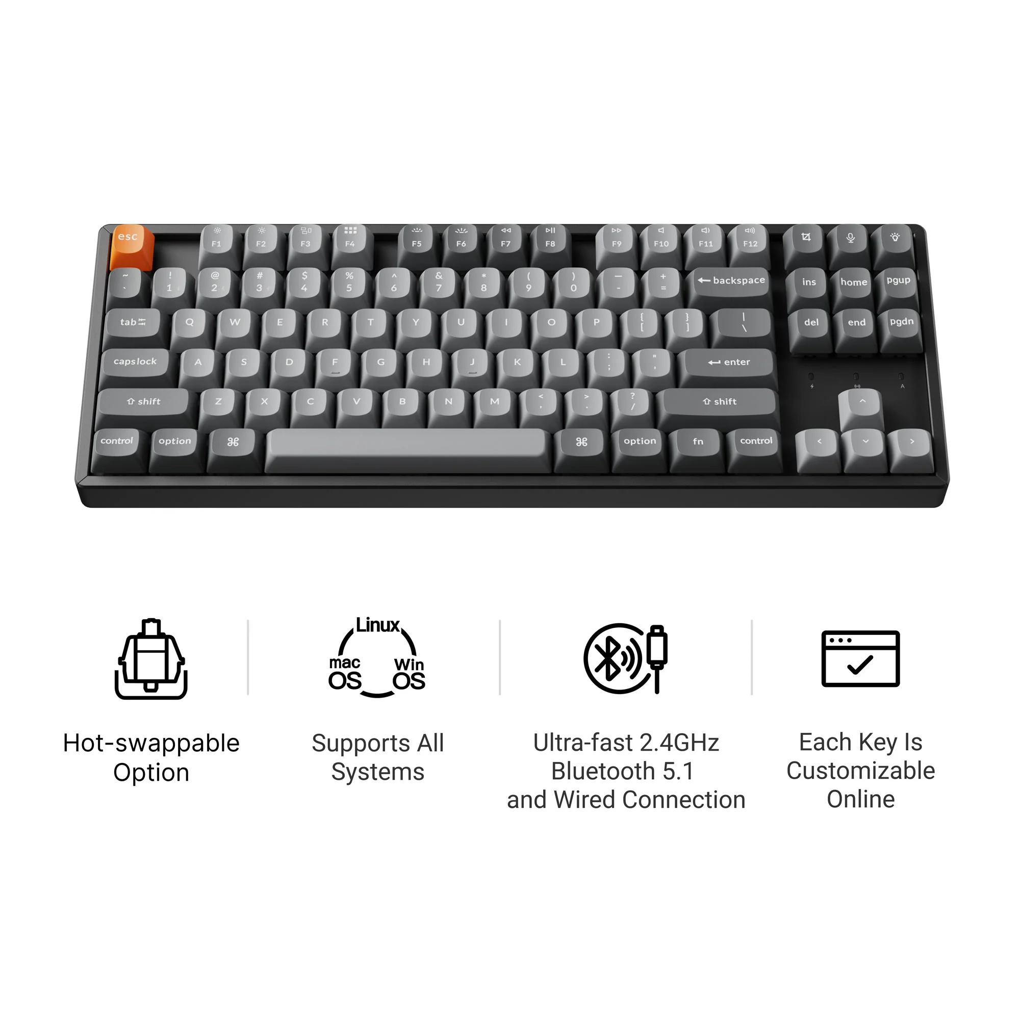 Keychron K8 Max QMK Teclado mecánico inalámbrico