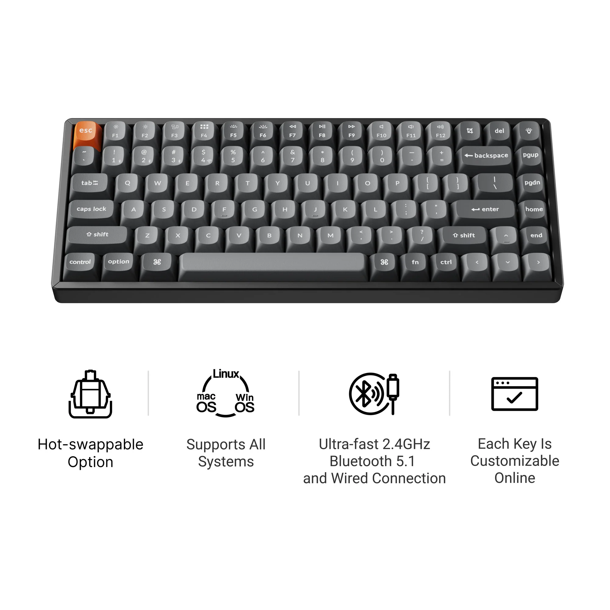Keychron K2 Max QMK Teclado mecánico inalámbrico